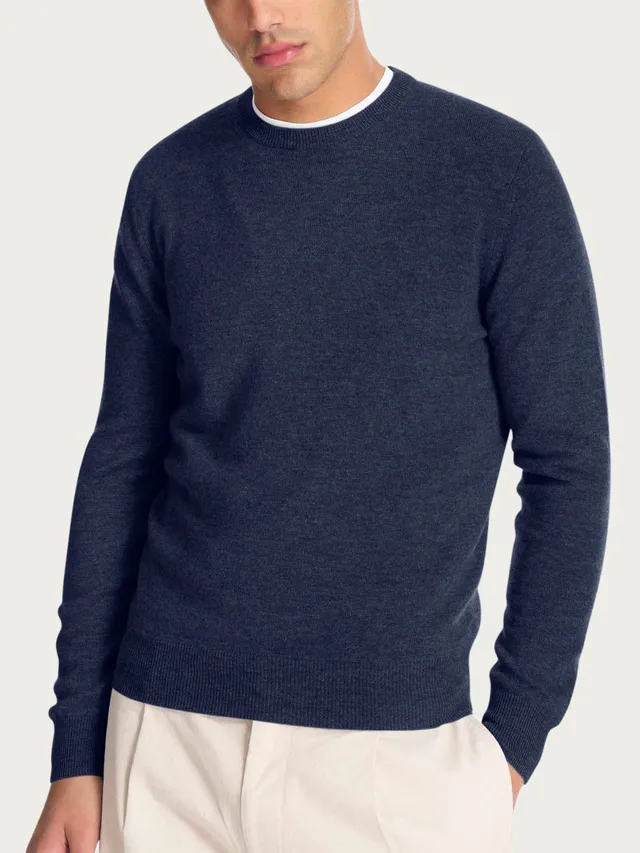 Ragno Cashmerino maglia girocollo uomo lana Denim Mel.