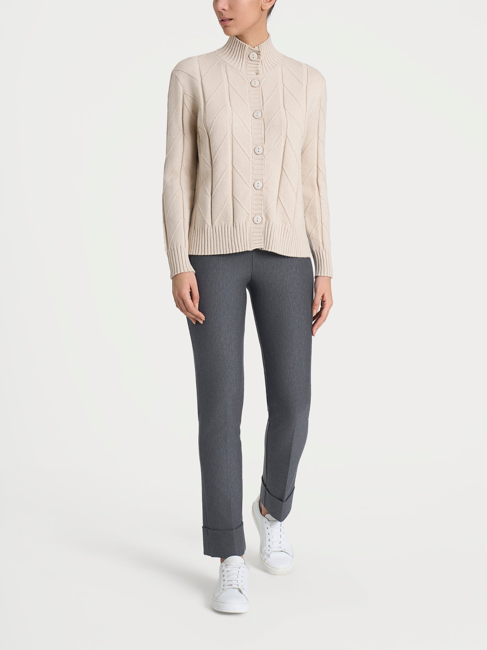 Ragno Super Soft Cardigan Aperto Spiga Champignon boxy