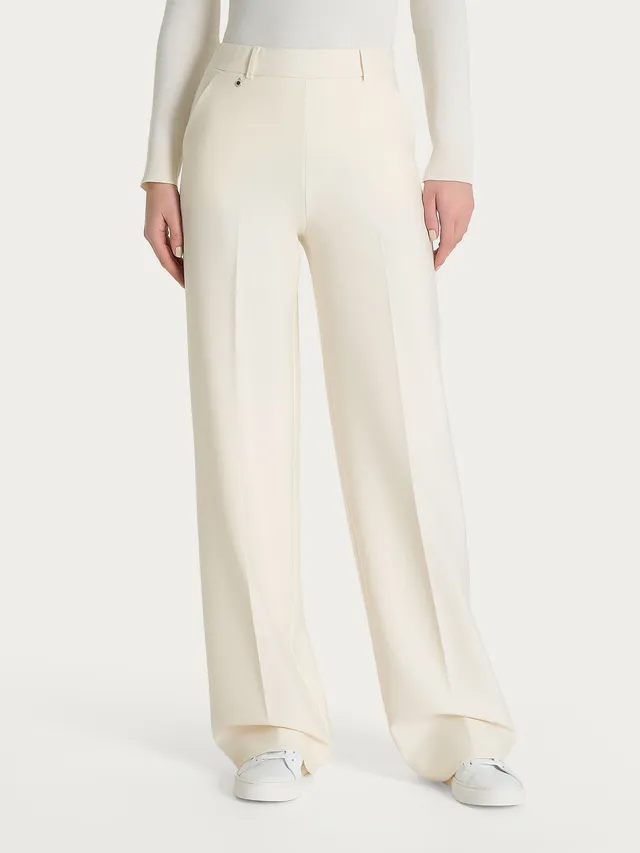 Ragno Compact Pantalone palazzo wide leg Avorio