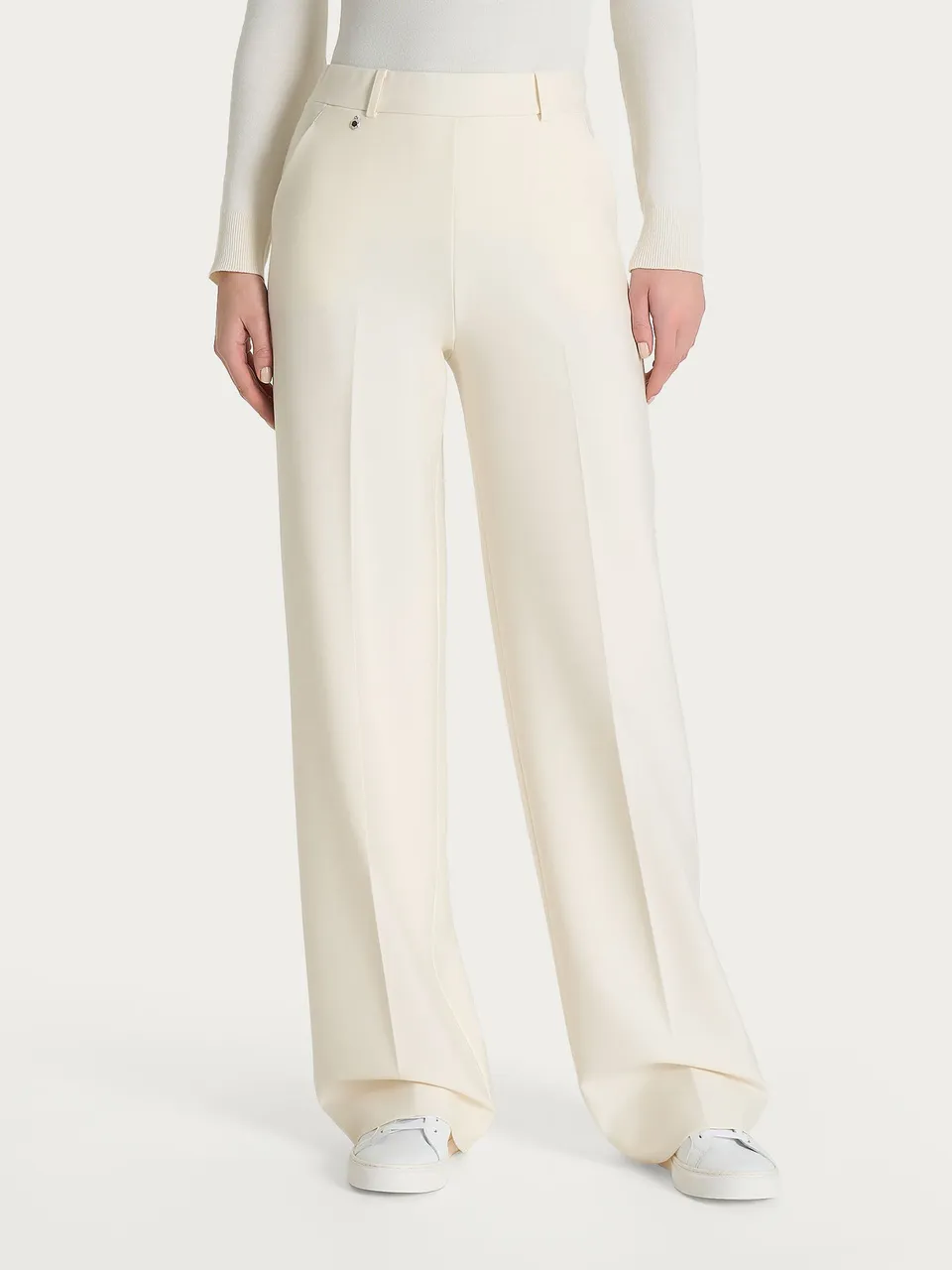 Ragno Compact Pantalone palazzo wide leg Avorio