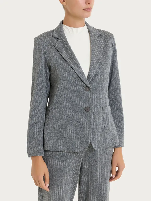 Ragno Eco Jacquard blazer gessato grigio Ardesia