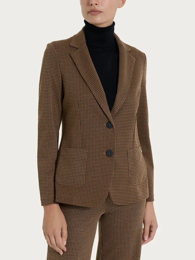 Ragno Compact Blazer 2 Bottoni Micro Check Pine Bark