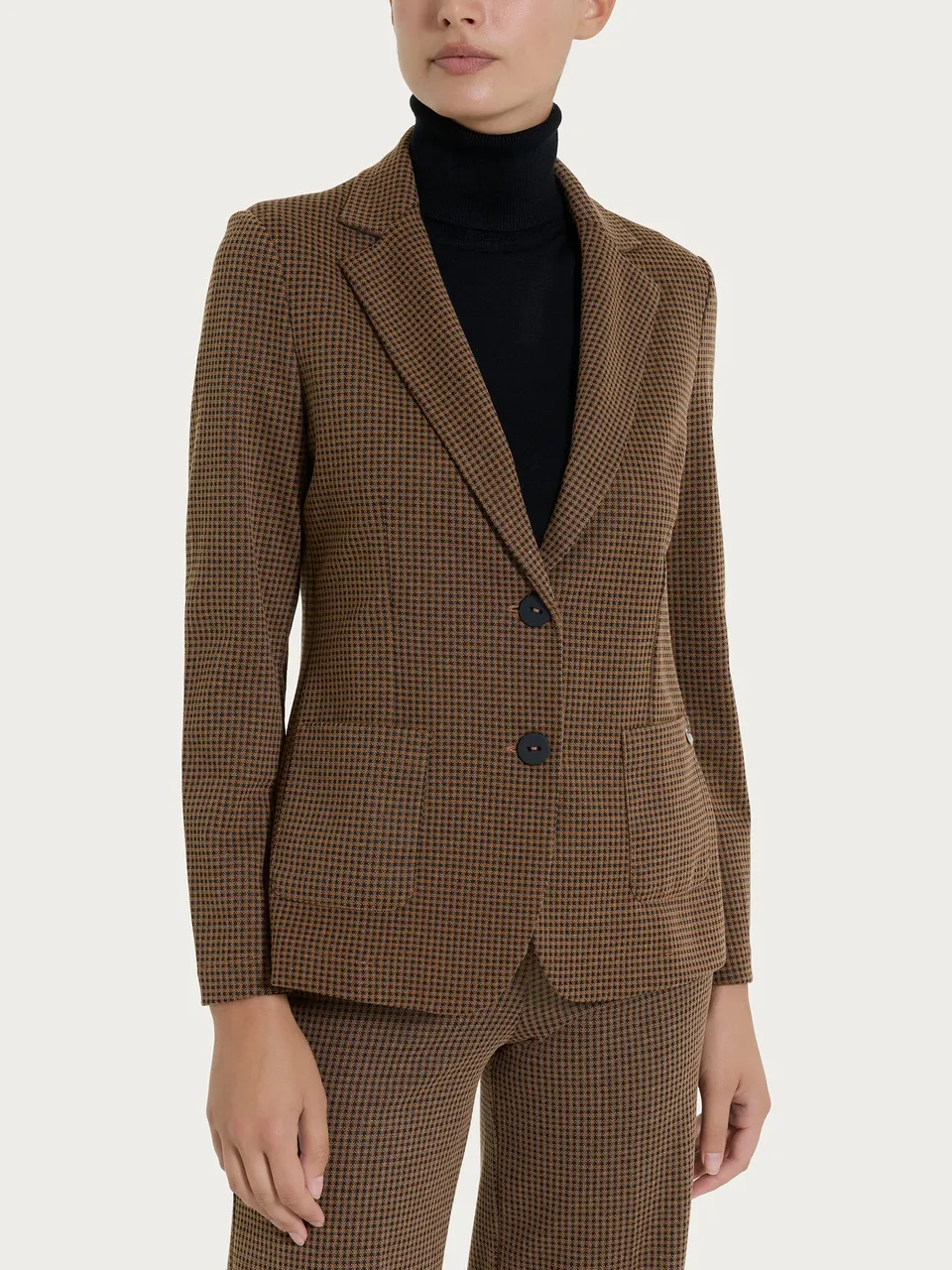 Ragno Compact Blazer 2 Bottoni Micro Check Pine Bark
