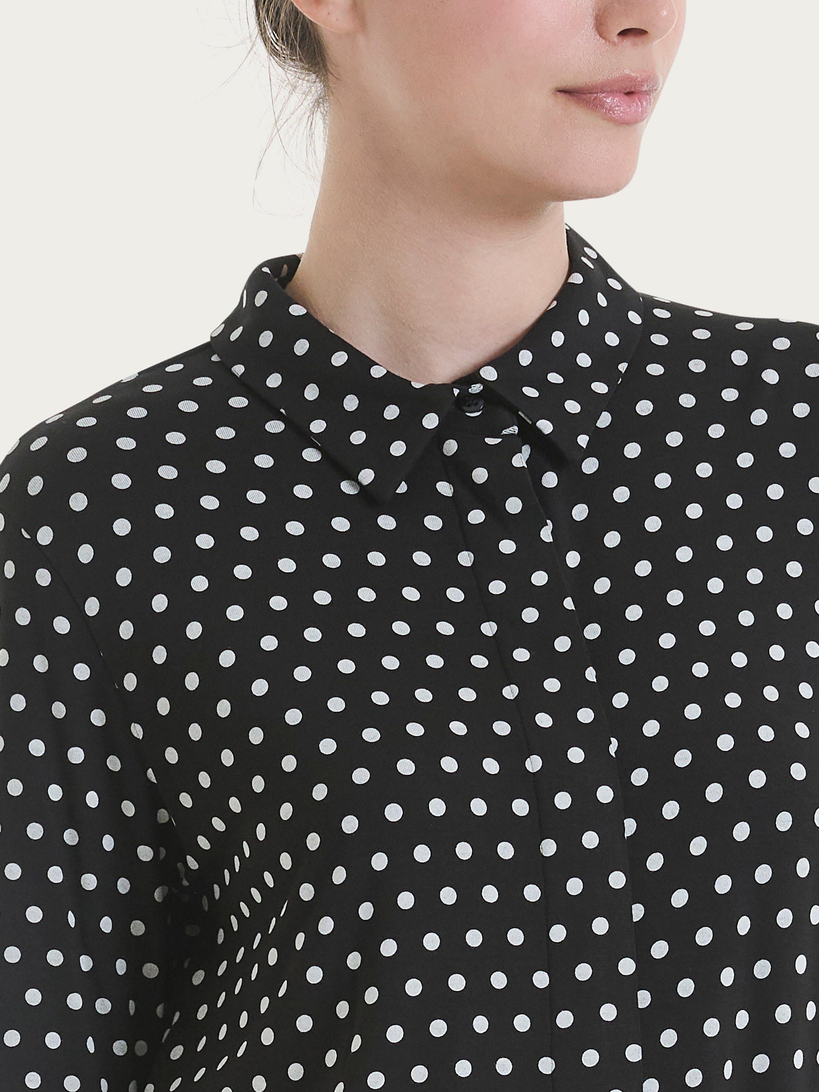 Ragno Viscosa Summer Camicia Pois Nero Manica 3/4