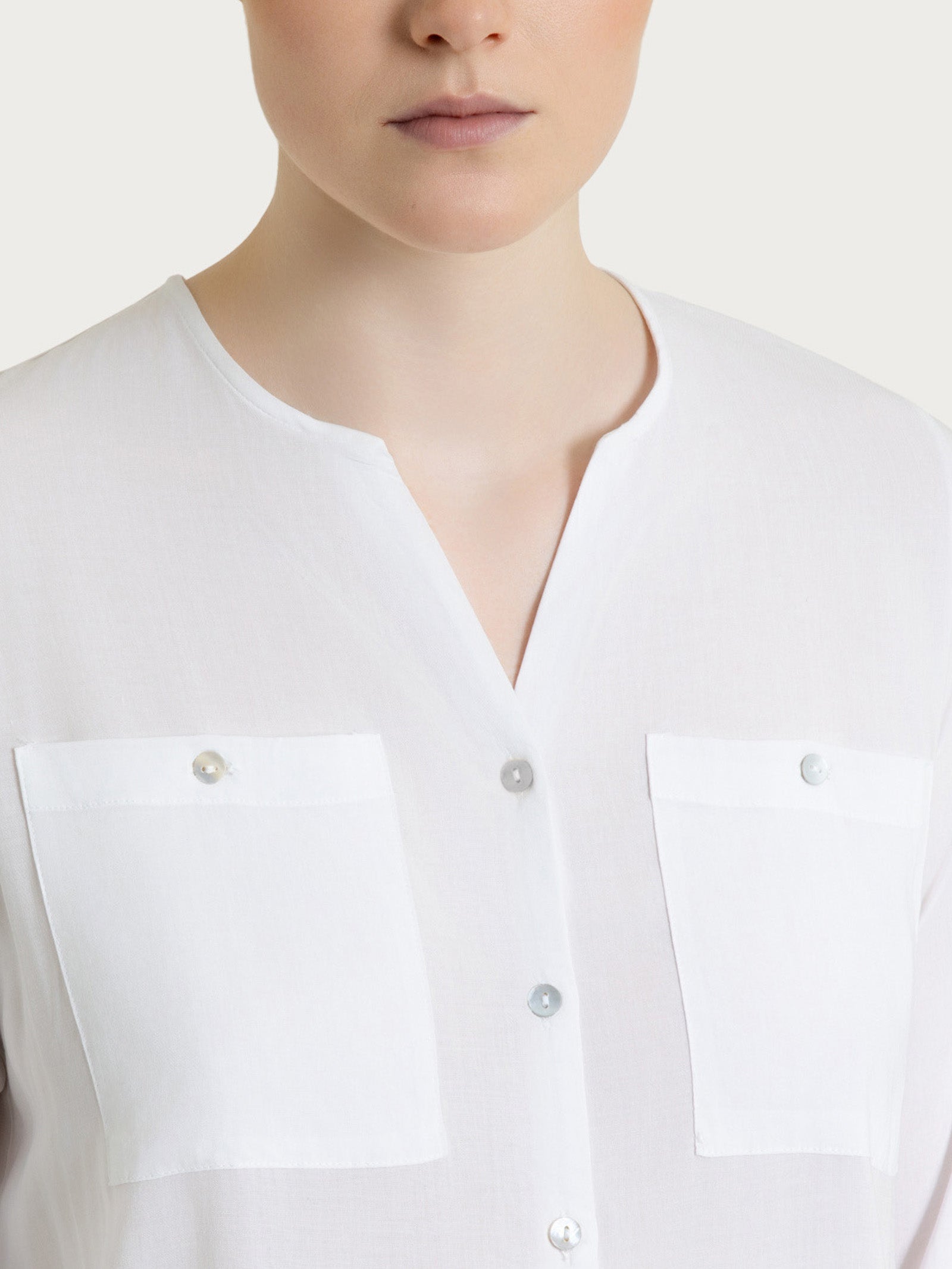 Ragno Voile Stretch Camicia donna Bianco manica risvoltabile