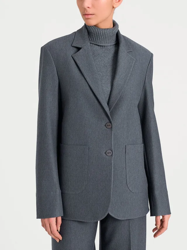 Ragno Compact Blazer Over Due Bottoni Donna Ardesia Elasticizzato