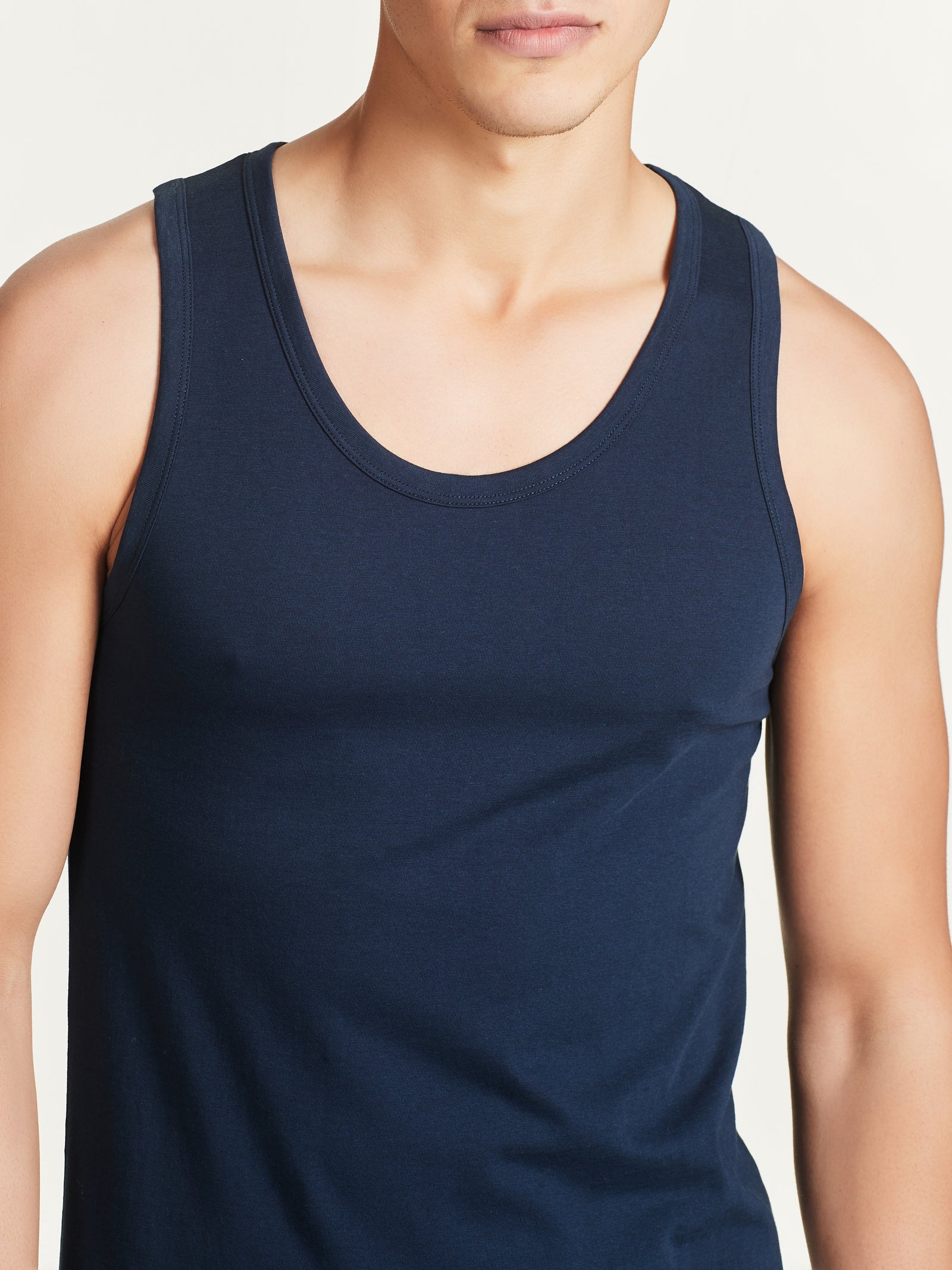 Ragno 100% Cotton Spalla Larga Girocollo canottiera bleu bipack