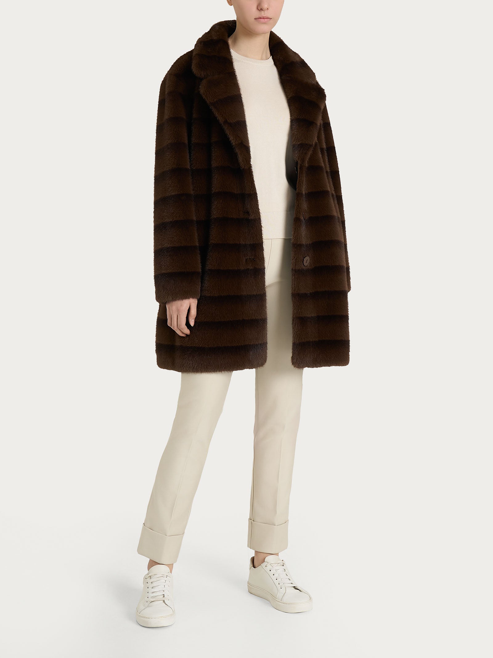 Ragno Vegan Fur Cappotto Double-Face Chocolate Torte Revers