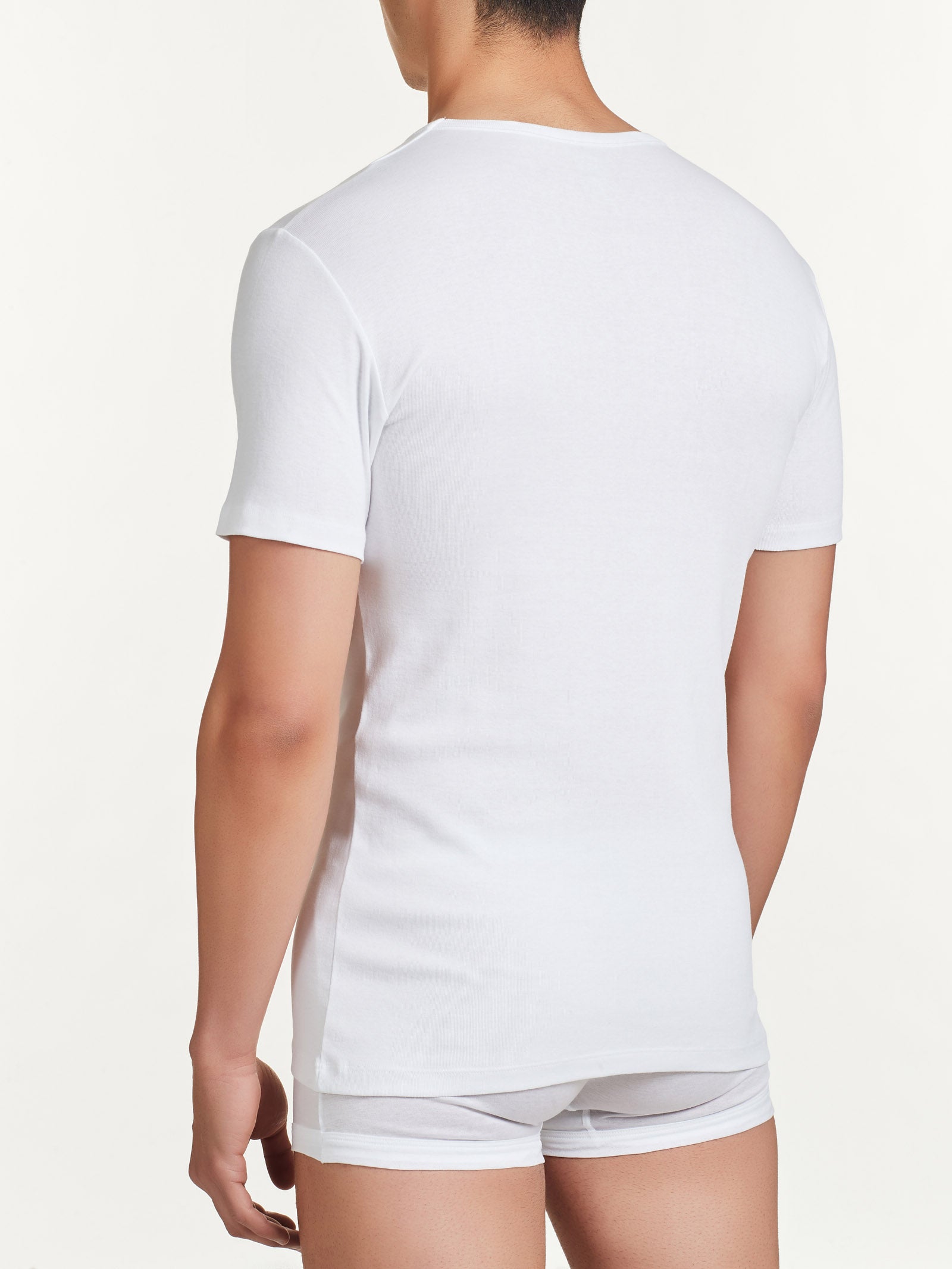 Ragno Rib maglietta scollo V uomo bianca White puro cotone