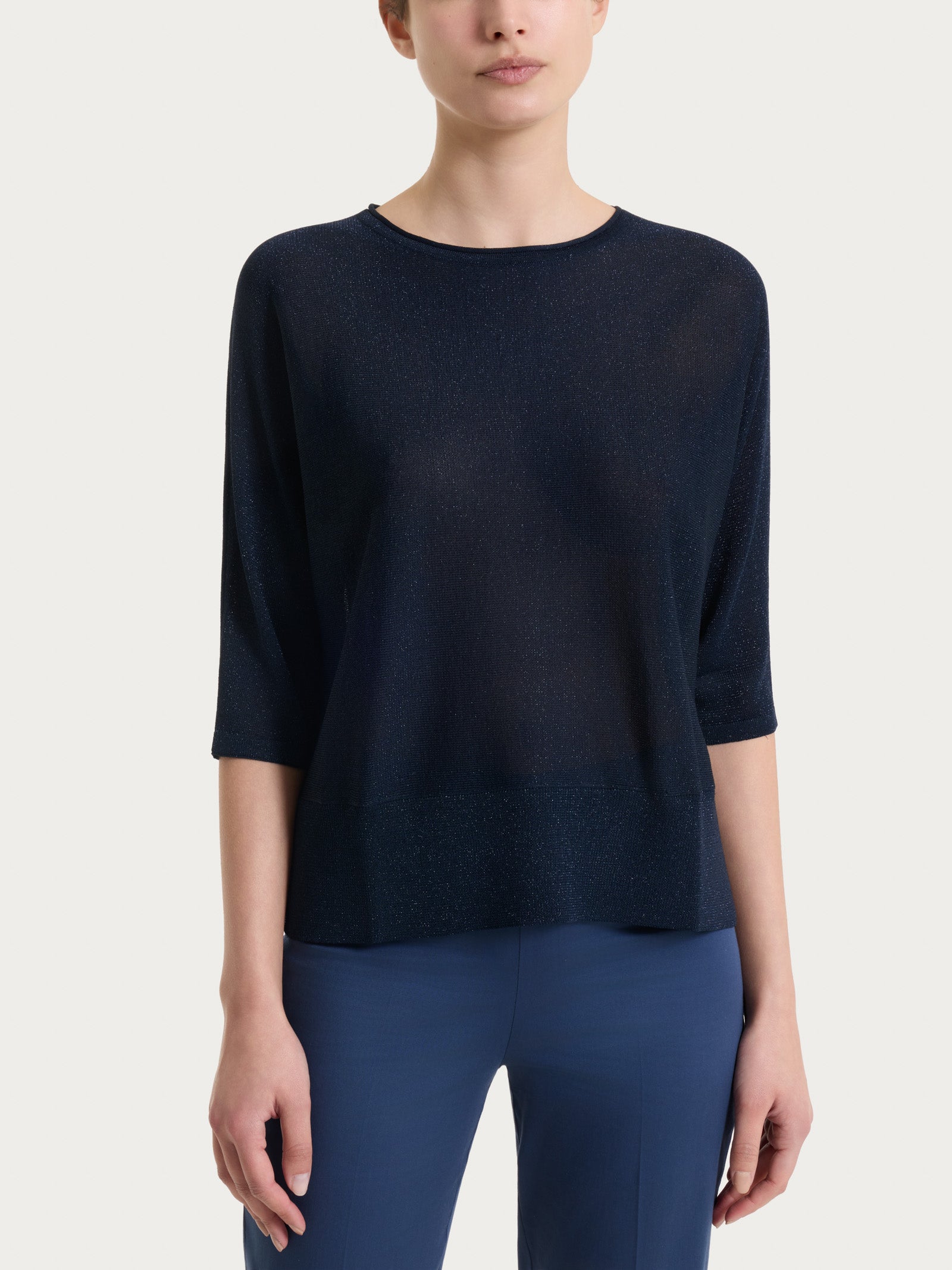 Ragno Crêpe Lurex maglia pipistrello donna blu Bleu luminosa