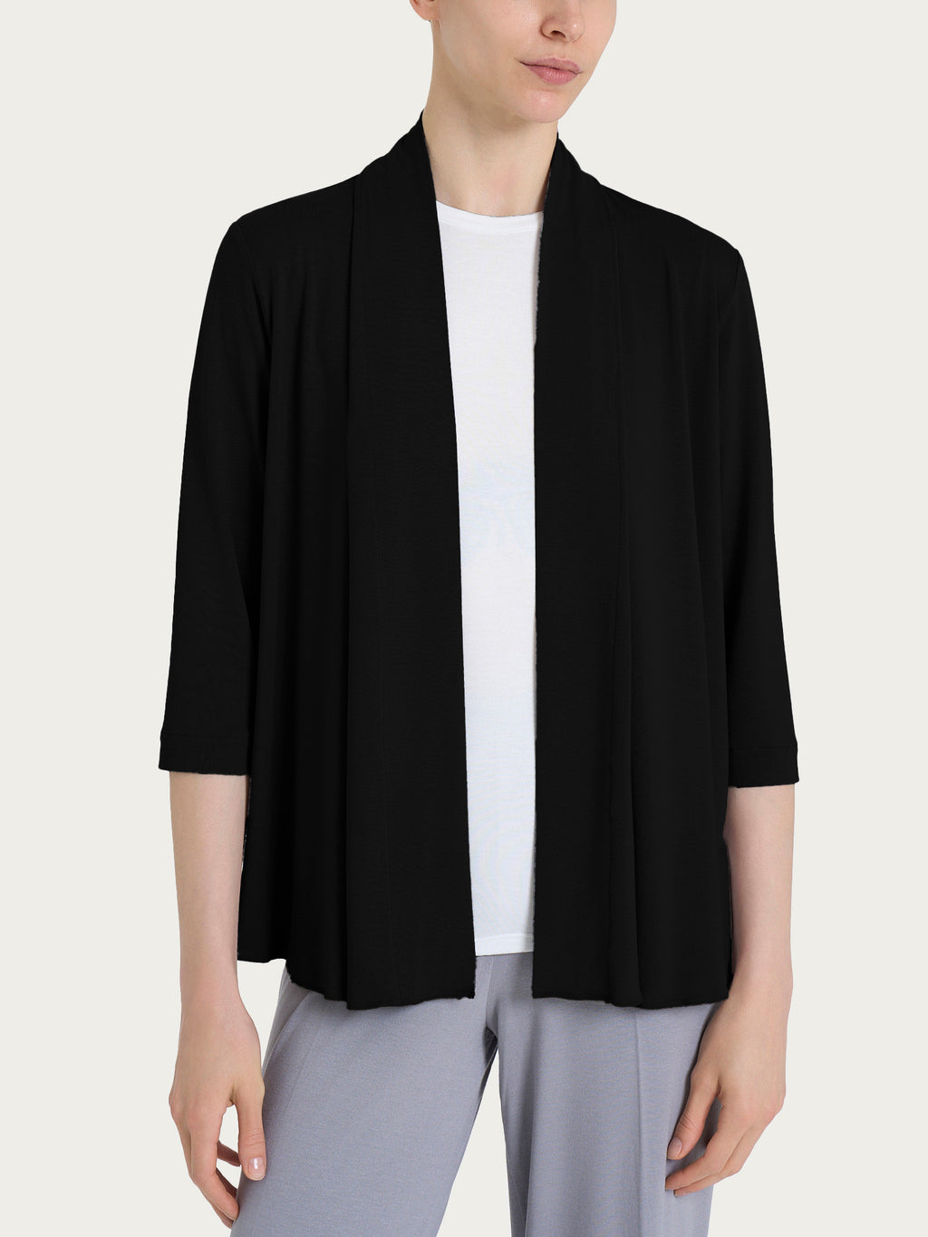 Ragno Viscosa Summer cardigan corto aperto nero viscosa fresca