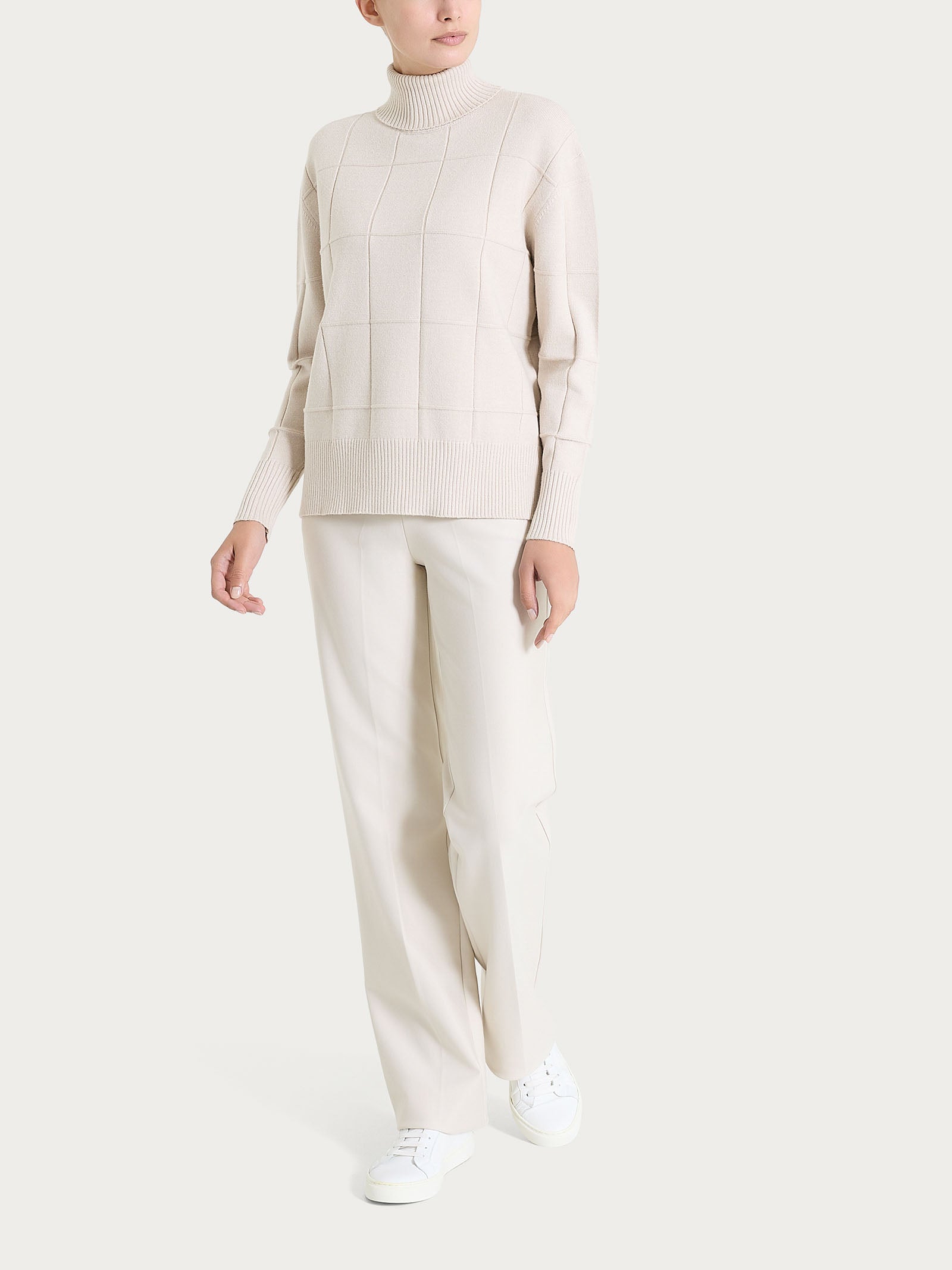 Ragno Super Soft dolcevita donna check champignon viscosa