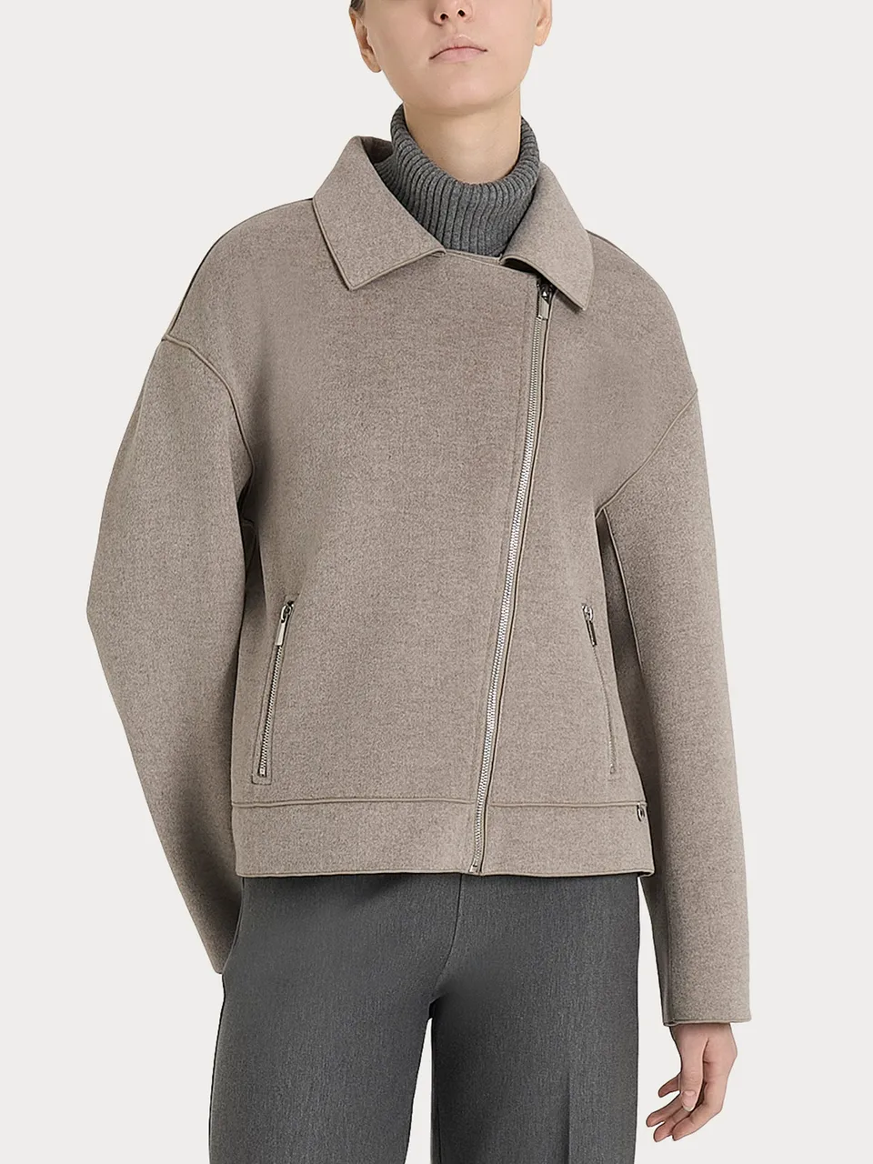 Ragno Vegan Wool Giacca Chiodo Glace Mel Calda