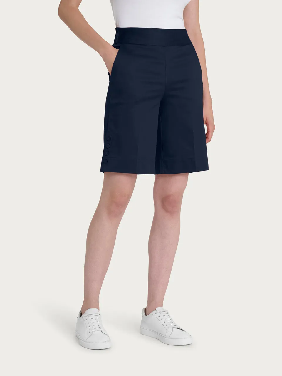 Ragno Satin Power bermuda con bottoni blu Bleu