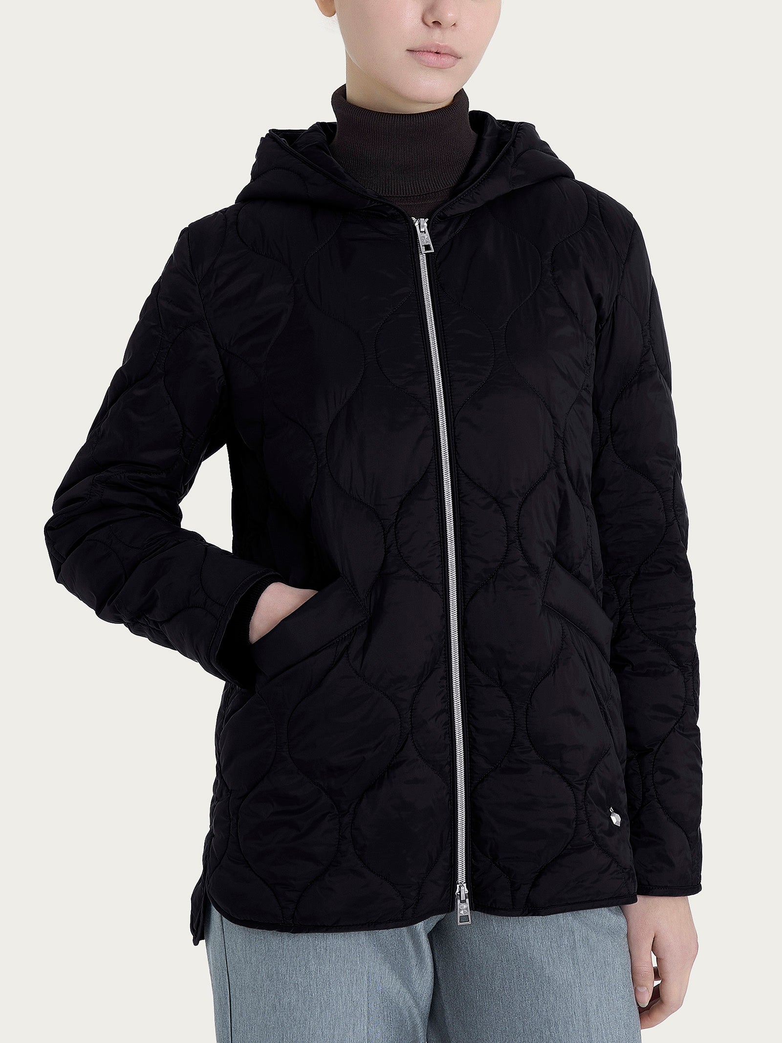 Ragno Onion Quilt Piumino Puffer Nero con Cappuccio