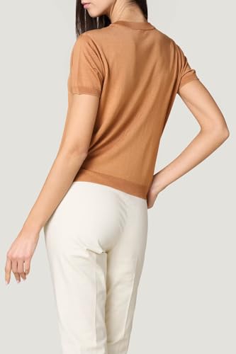 Goldenpoint Maglia Scollo Tondo Manica Corta Donna a Costine