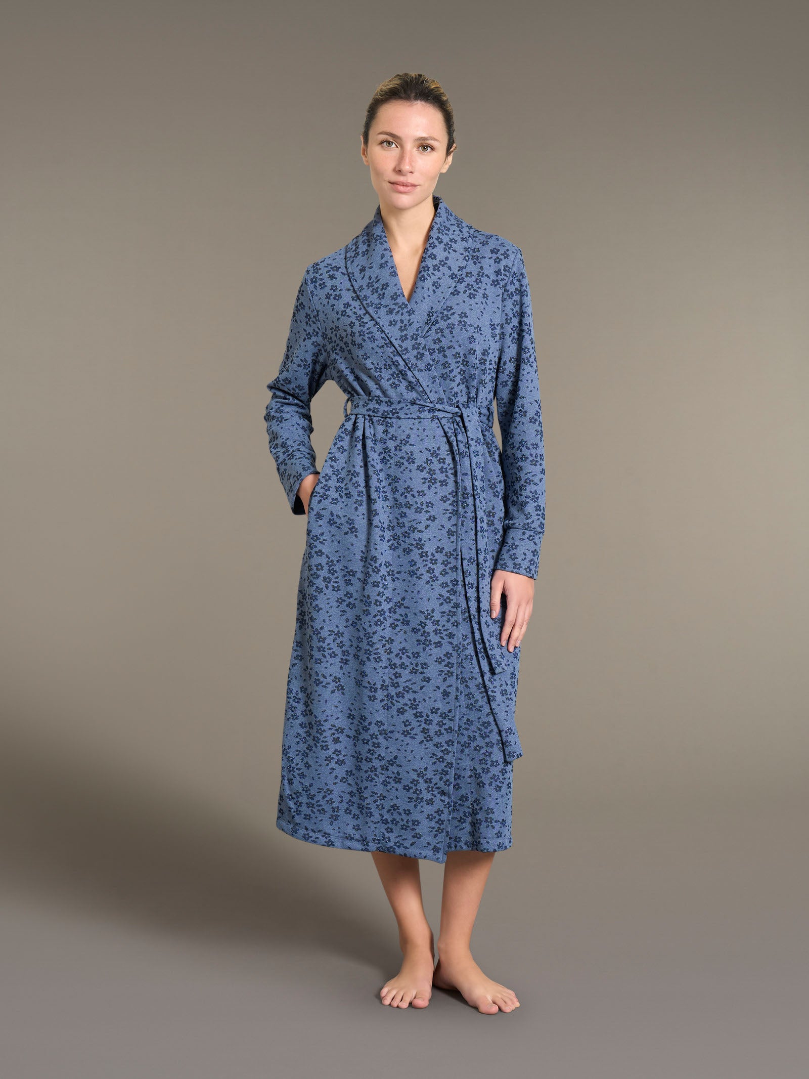 Ragno Super Denim Vestaglia Denim Mel floreale manica lunga