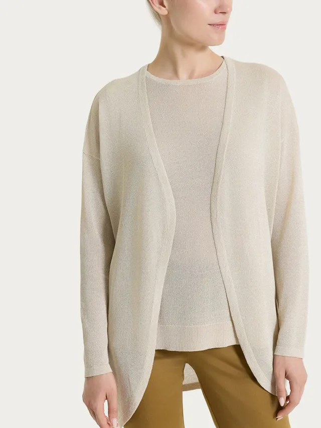 Ragno Crêpe Lurex cardigan aperto Champignon luminoso