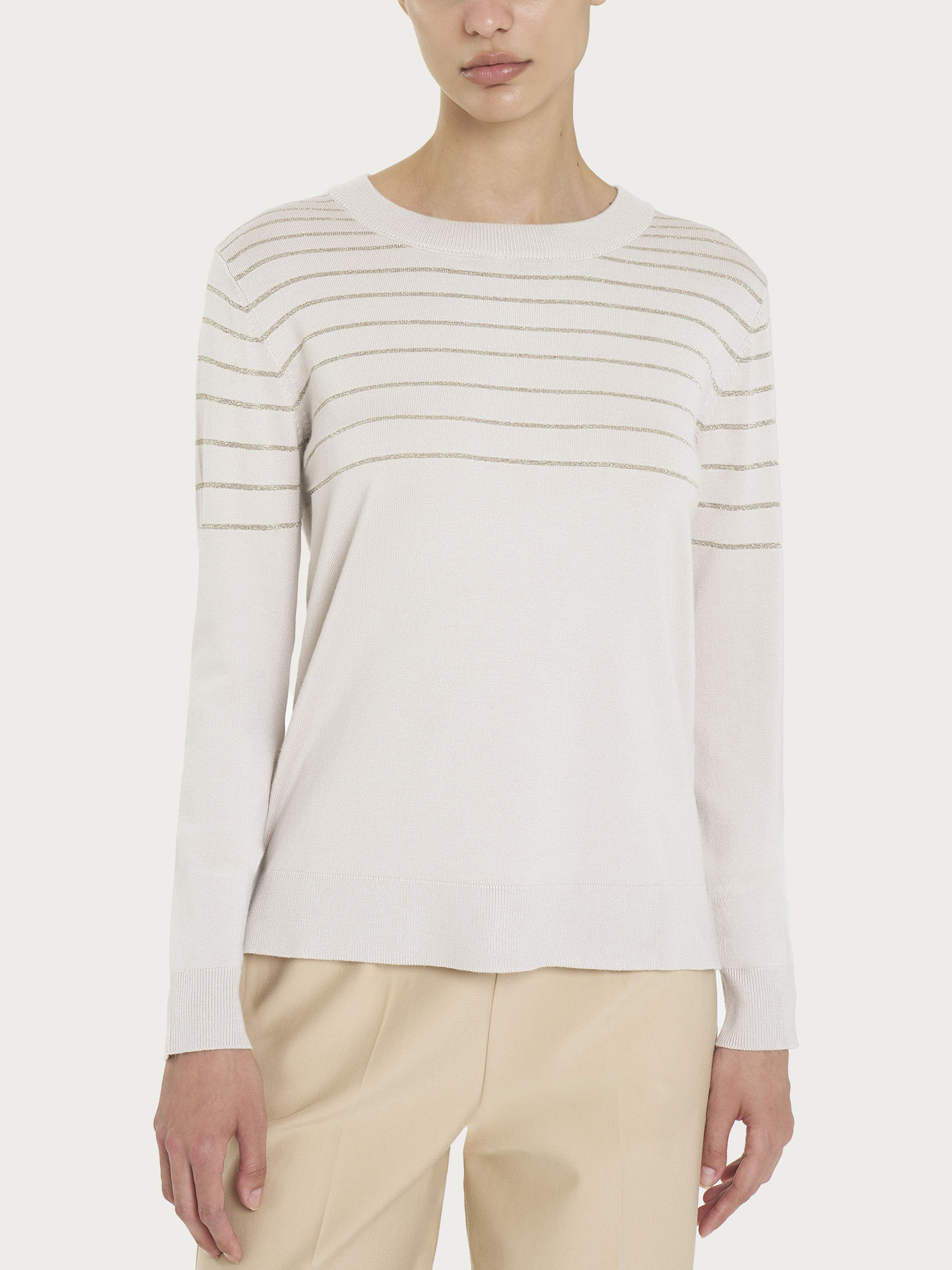 Ragno Four Seasons Girocollo Maglia Righe Lurex Champignon