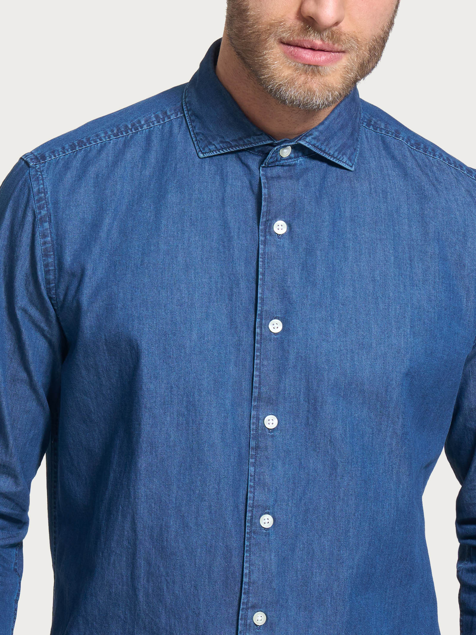 Ragno Super Denim camicia collo francese cotone Denim