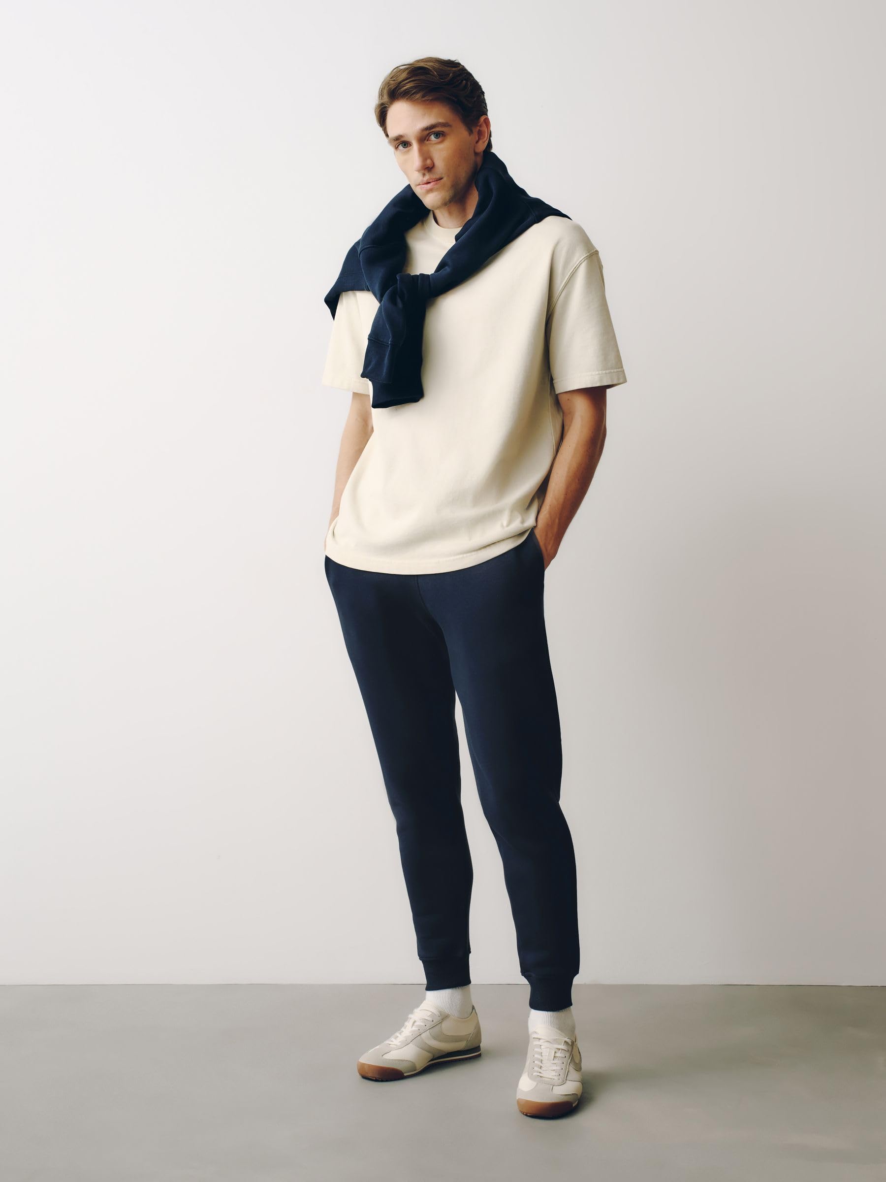 Next pantaloni jogging pesanti spazzolati blu navy attillati