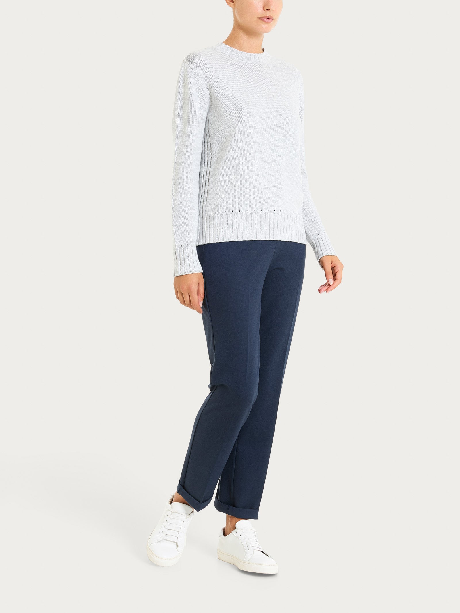 Ragno Winter Cotton maglia girocollo Dawn Blue Mel. puro cotone