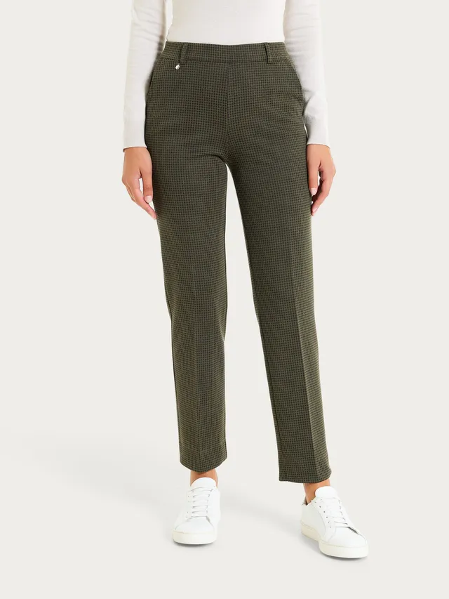 Ragno Straight Leg Pantalone Eco Jacquard donna Dark Olive elasticizzato