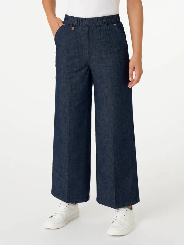 Ragno Super Denim Jeans Cropped Gamba Larga Indigo Leggero