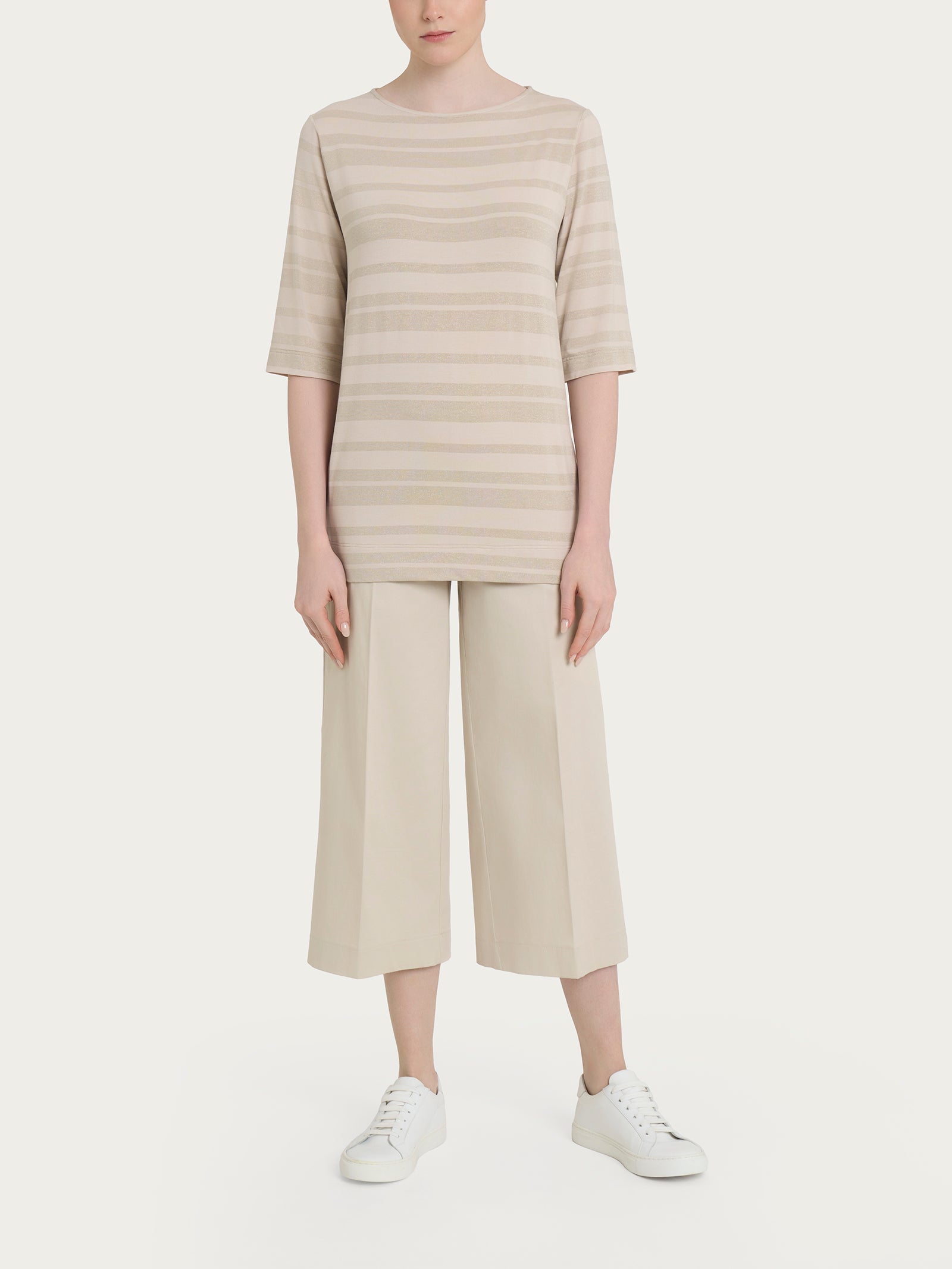 Ragno Viscosa Summer Maglietta Stripes Champignon righe lurex