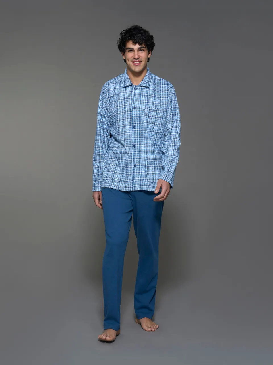 Ragno Interlock pigiama uomo aperto Lavender Lustre cotone