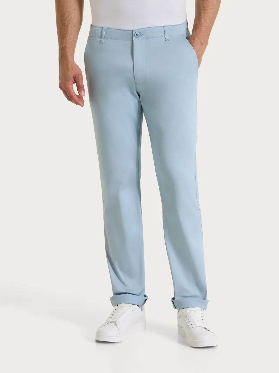 Ragno Satin Power Pantalone Chino Dusty Blue Cotone