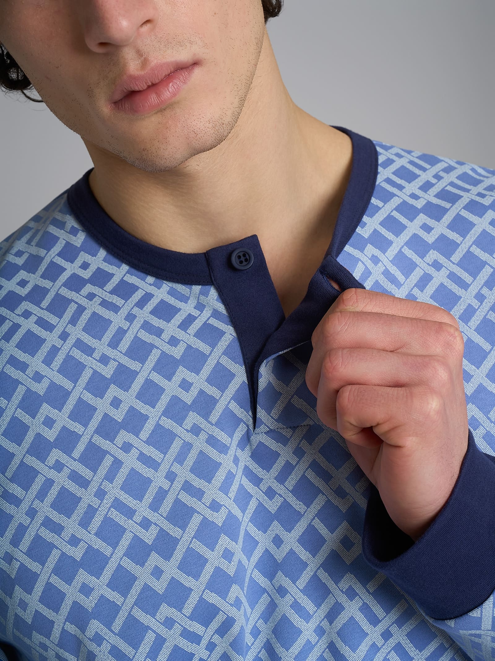 Ragno Jersey Cotone pigiama serafino Colony Blue