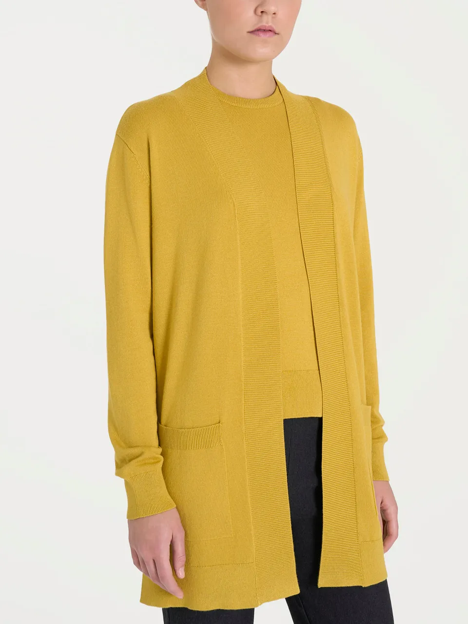Ragno Four Seasons cardigan lungo giallo olio viscosa