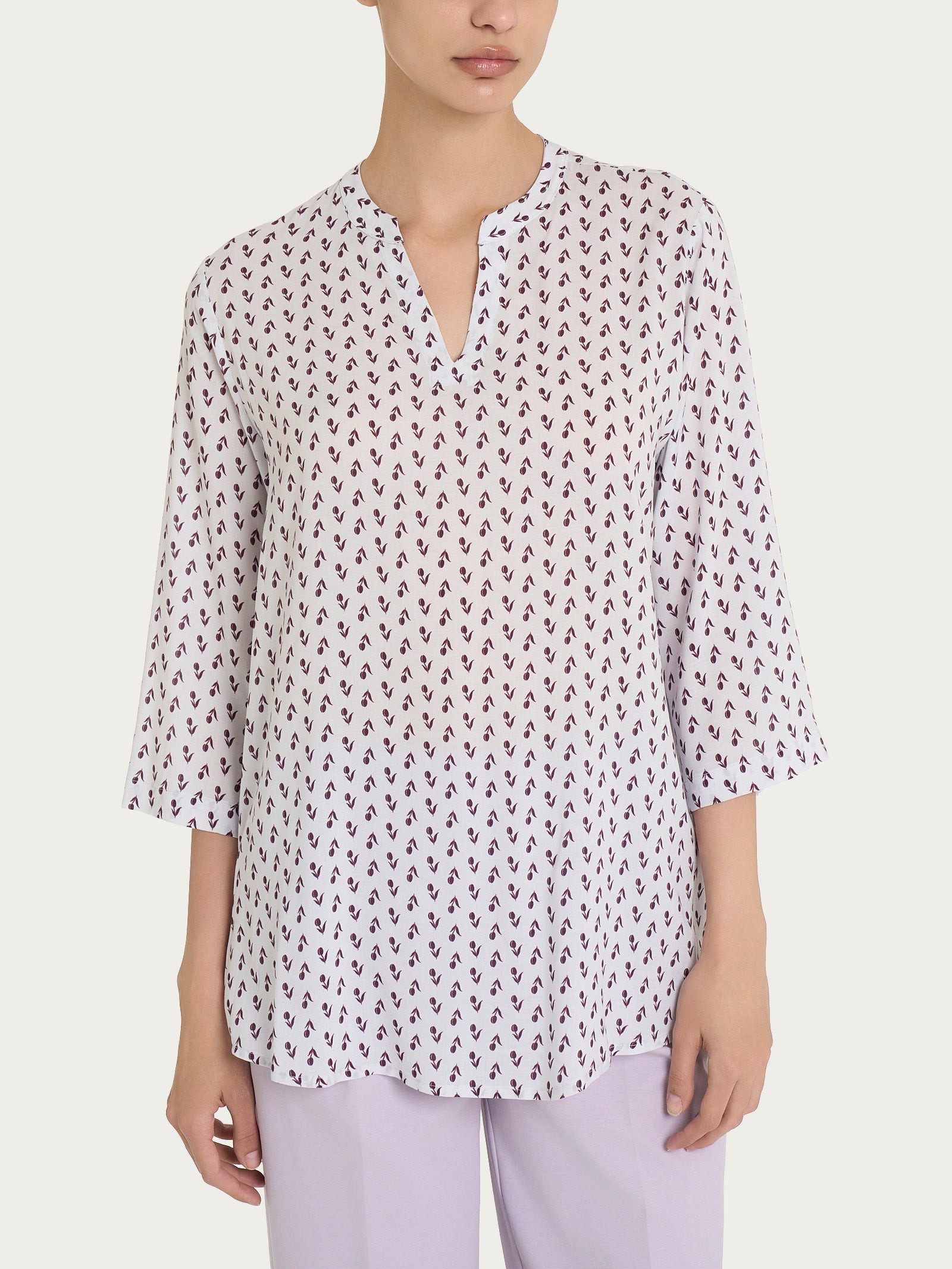 Ragno EcoSeta Blusa Scollo V Dawn Blue manica 3/4