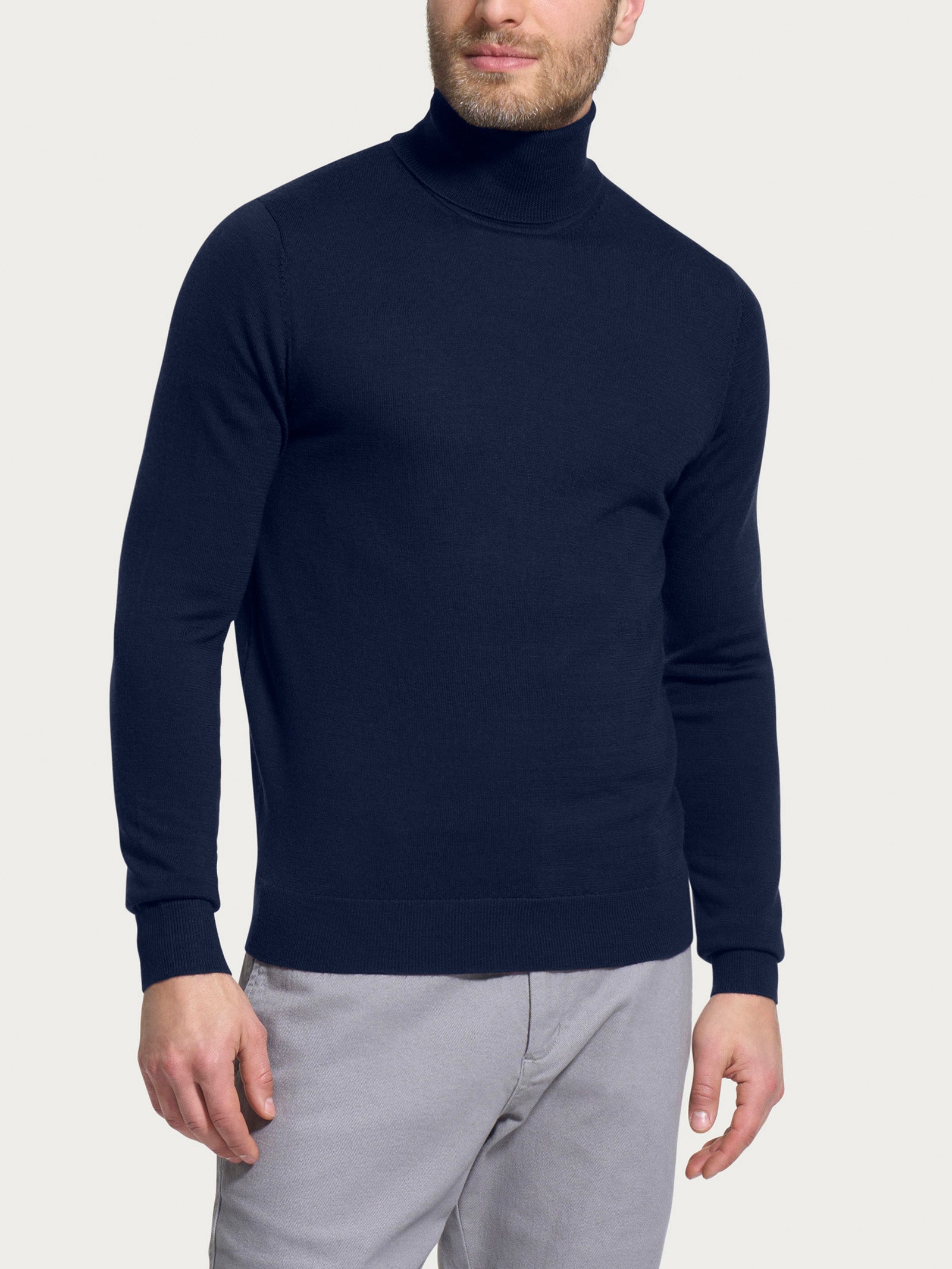 Ragno Merino Soft Dolcevita Uomo Bleu Lana