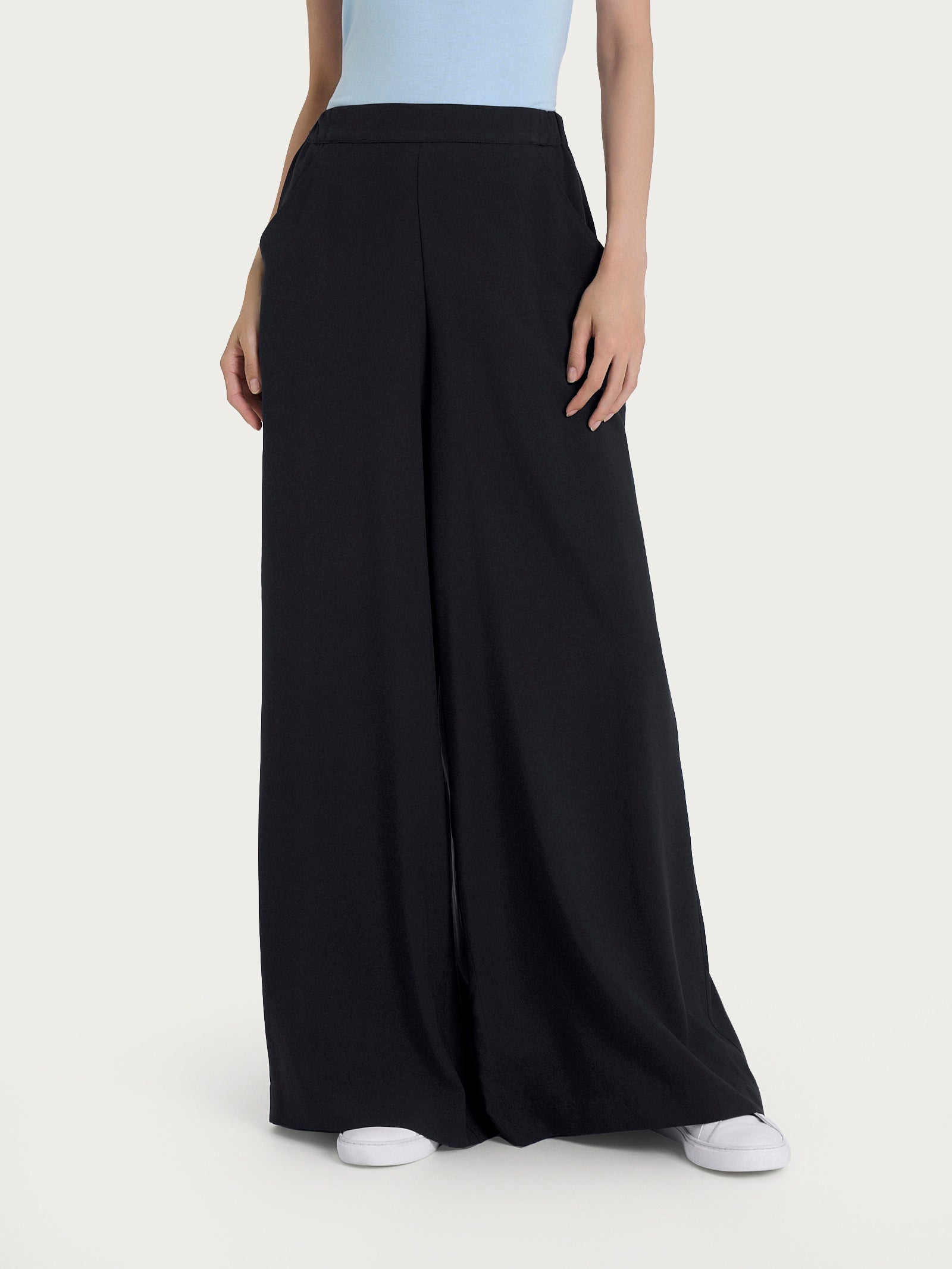 Ragno EcoSeta Pantalone Palazzo pantaloni nero viscosa