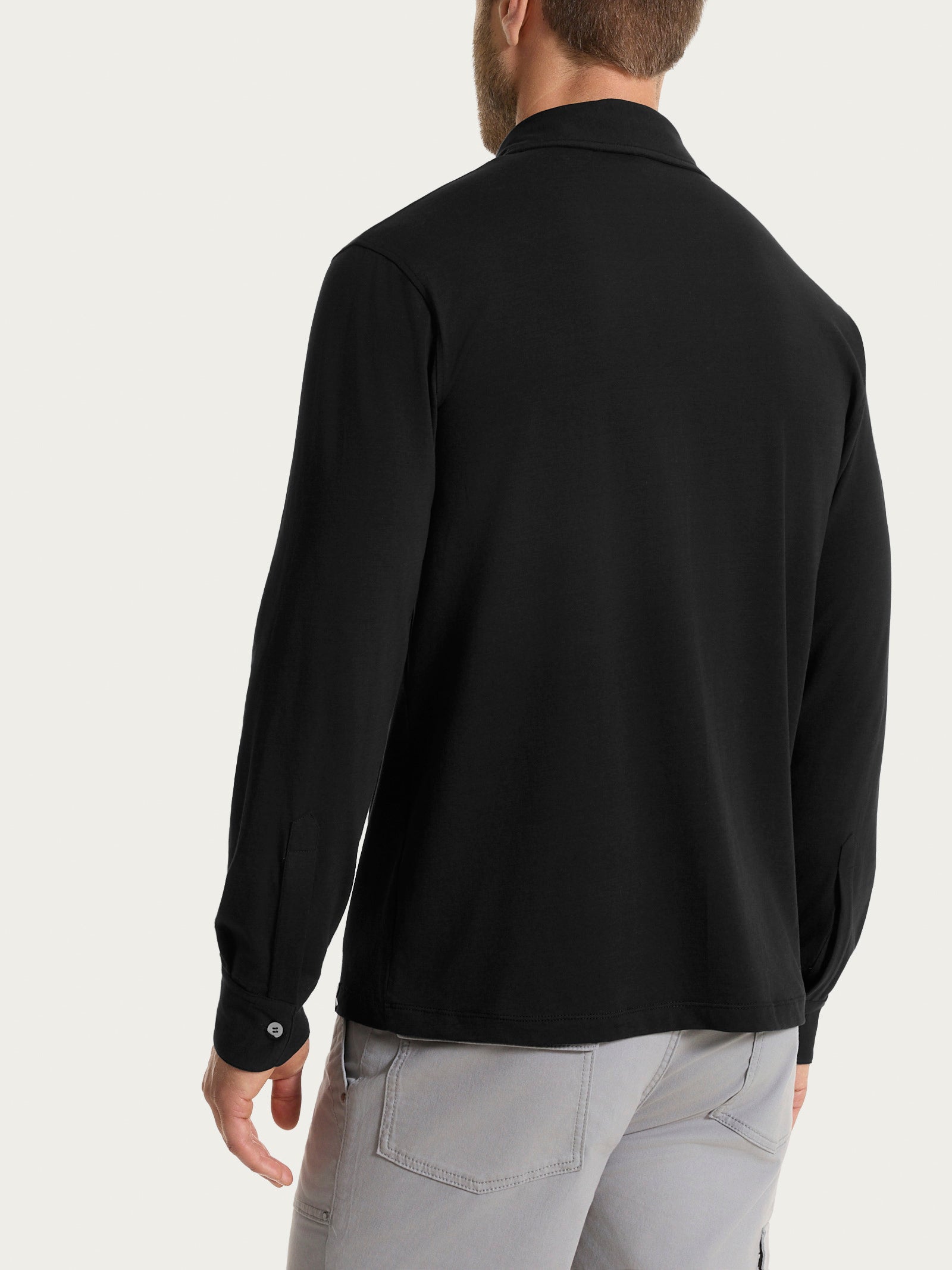 Ragno Ultralight Polo Manica Lunga Nero Cotone Leggero