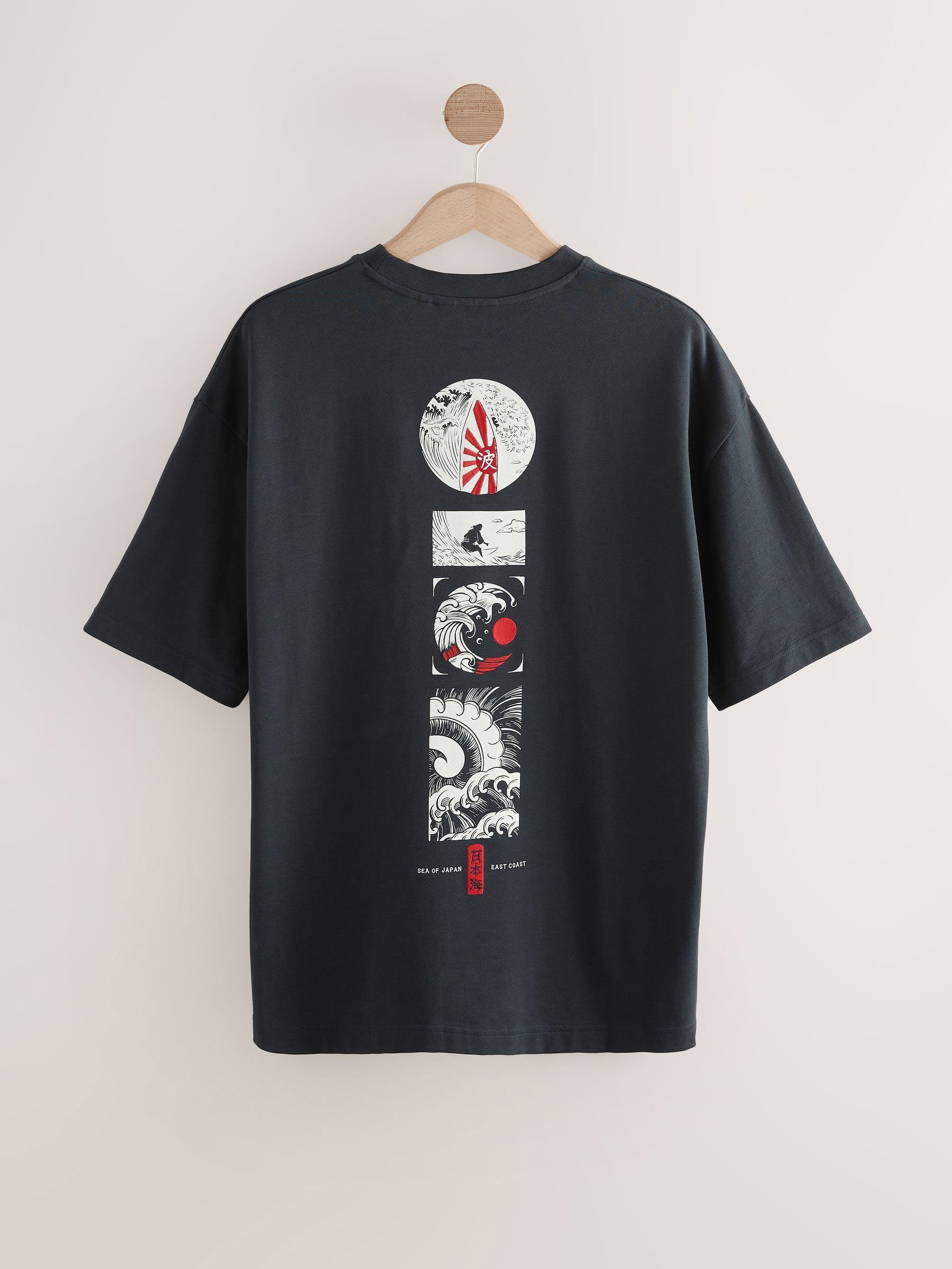 Next t-shirt uomo cotone stampa giapponese taglia M