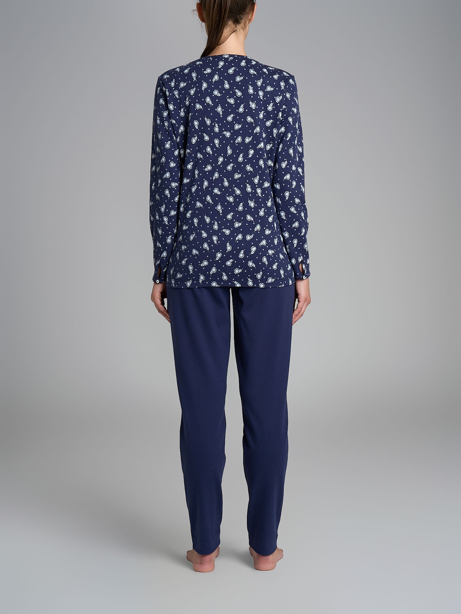 Ragno Sweet Emotion Pigiama Lungo Cotone Blu Fiore