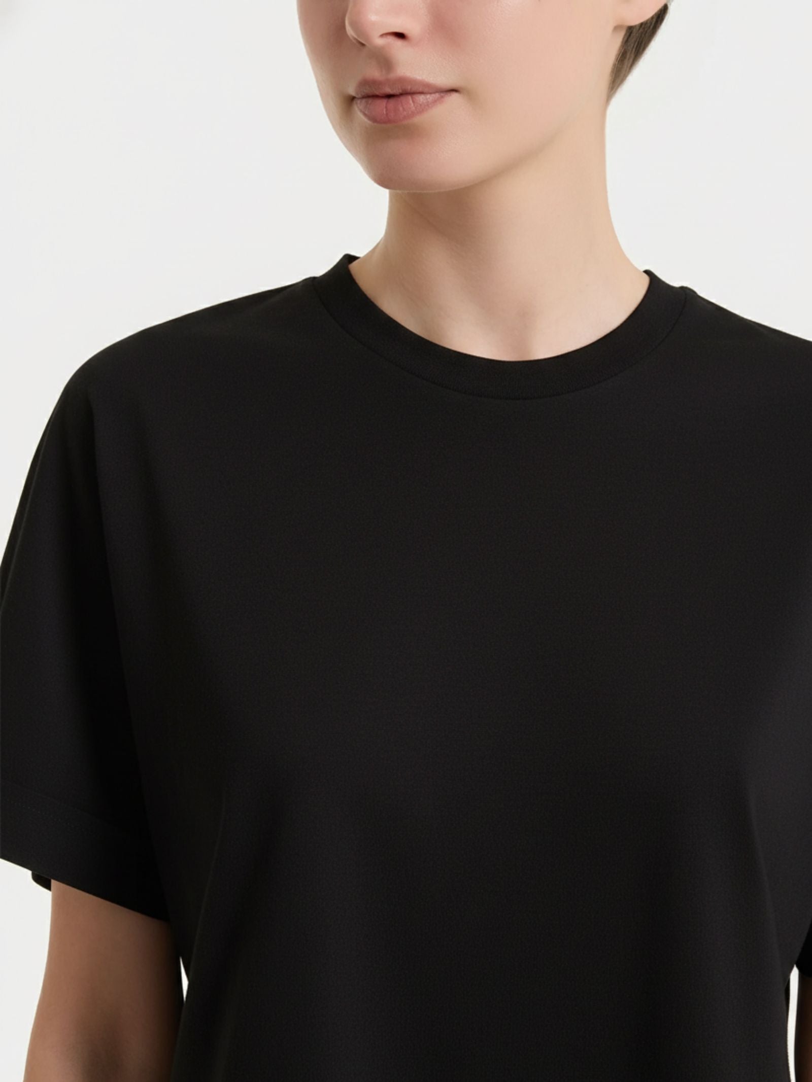 Ragno Slub Jersey maglietta over donna Nero puro cotone