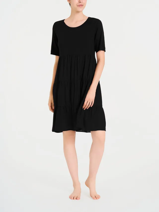 Ragno Viscosa Summer abito svasato nero rouches