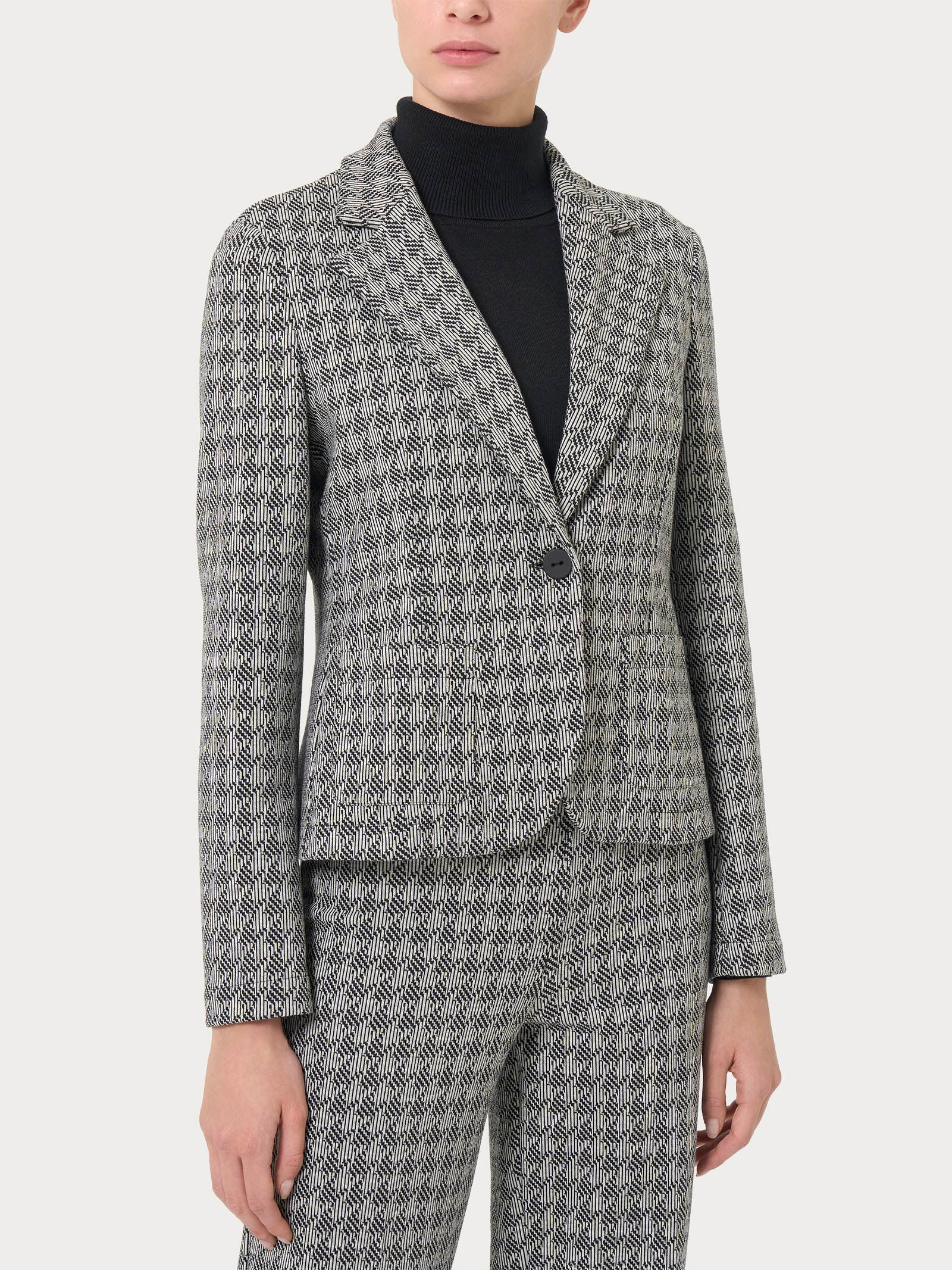 Ragno Eco Jacquard blazer corto 1 bottone Fant.Nero