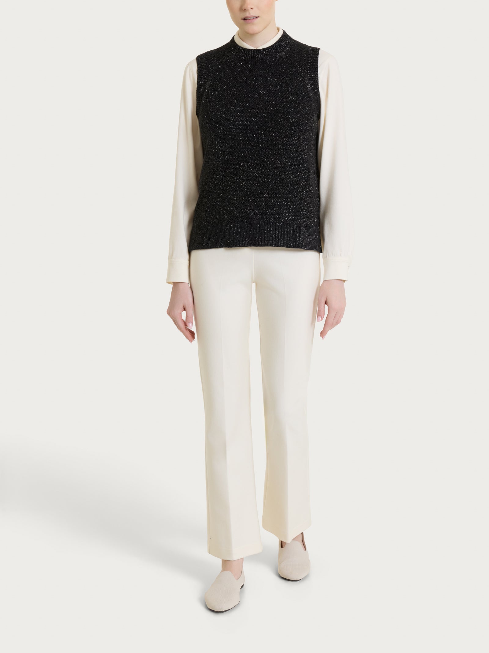 Ragno Soft Wool smanicato Fant Nero punto riso lurex