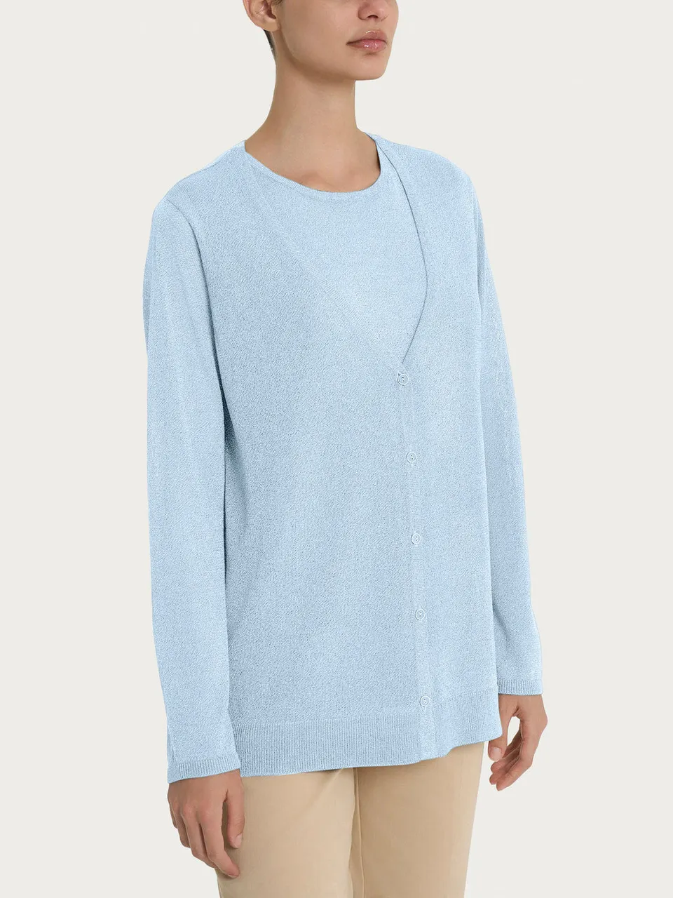 Ragno Viscosa Summer cardigan bottoni lurex azzurro Skyway
