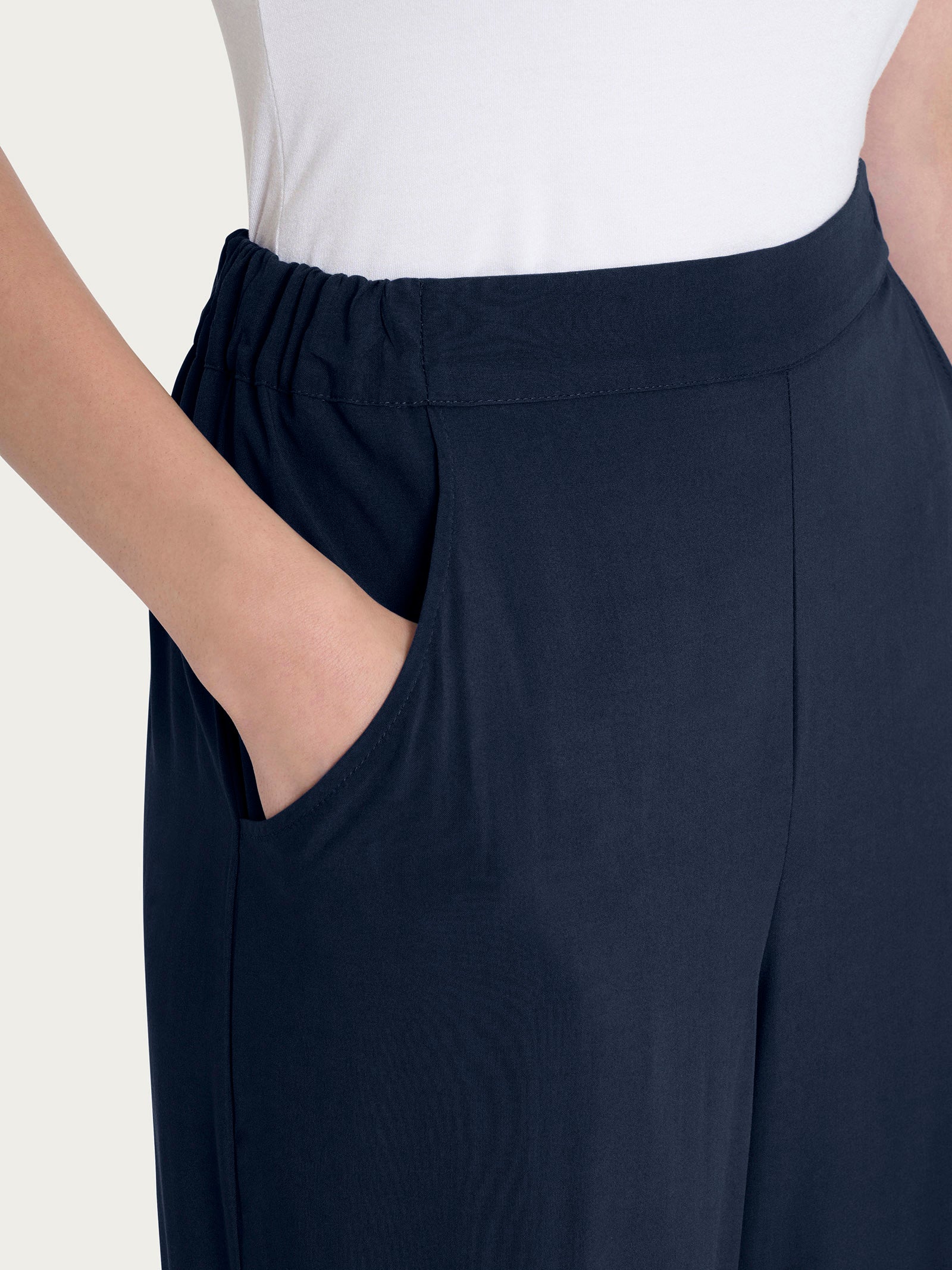 Ragno EcoSeta Pantalone ampio wide leg Bleu