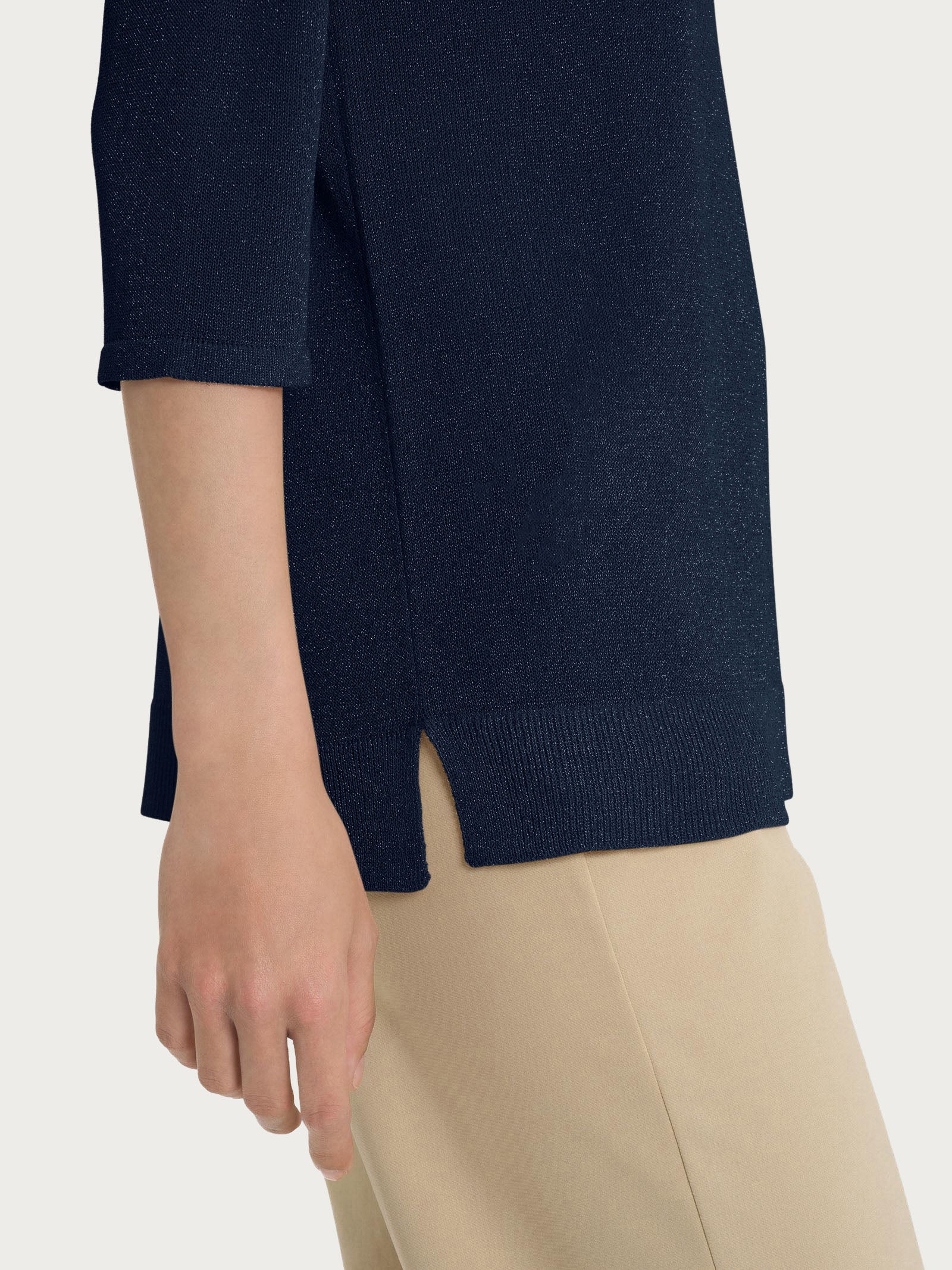 Ragno Maglia con manica 3/4 in Crêpe Lurex pullover bleu