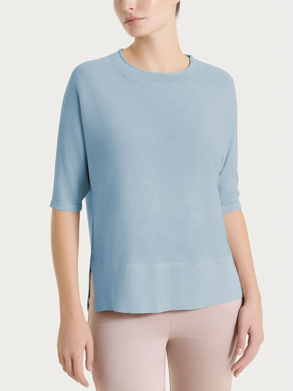 Ragno Maglia Pipistrello Crêpe Lurex Dusty Blue