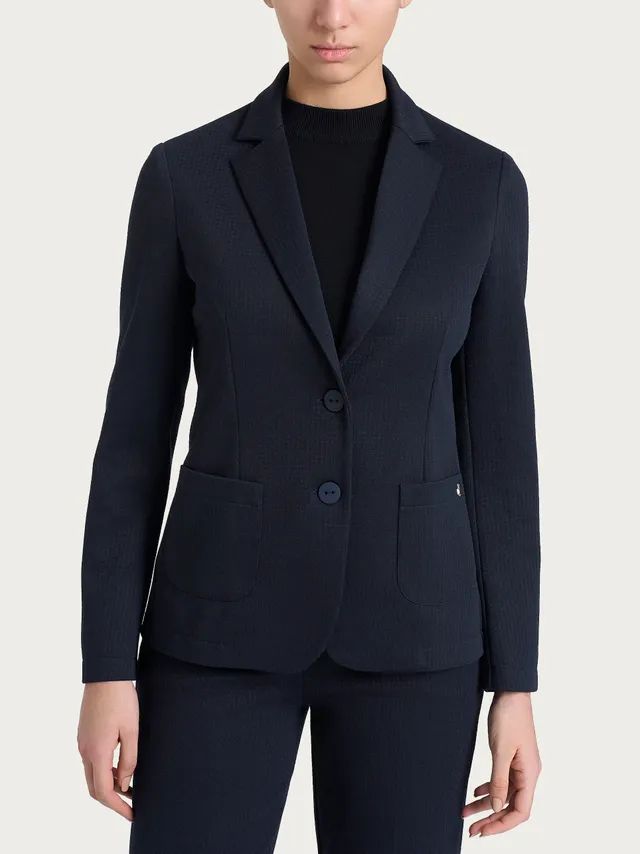 Ragno Compact Blazer 2 Bottoni Micro Check Fant.Bleu