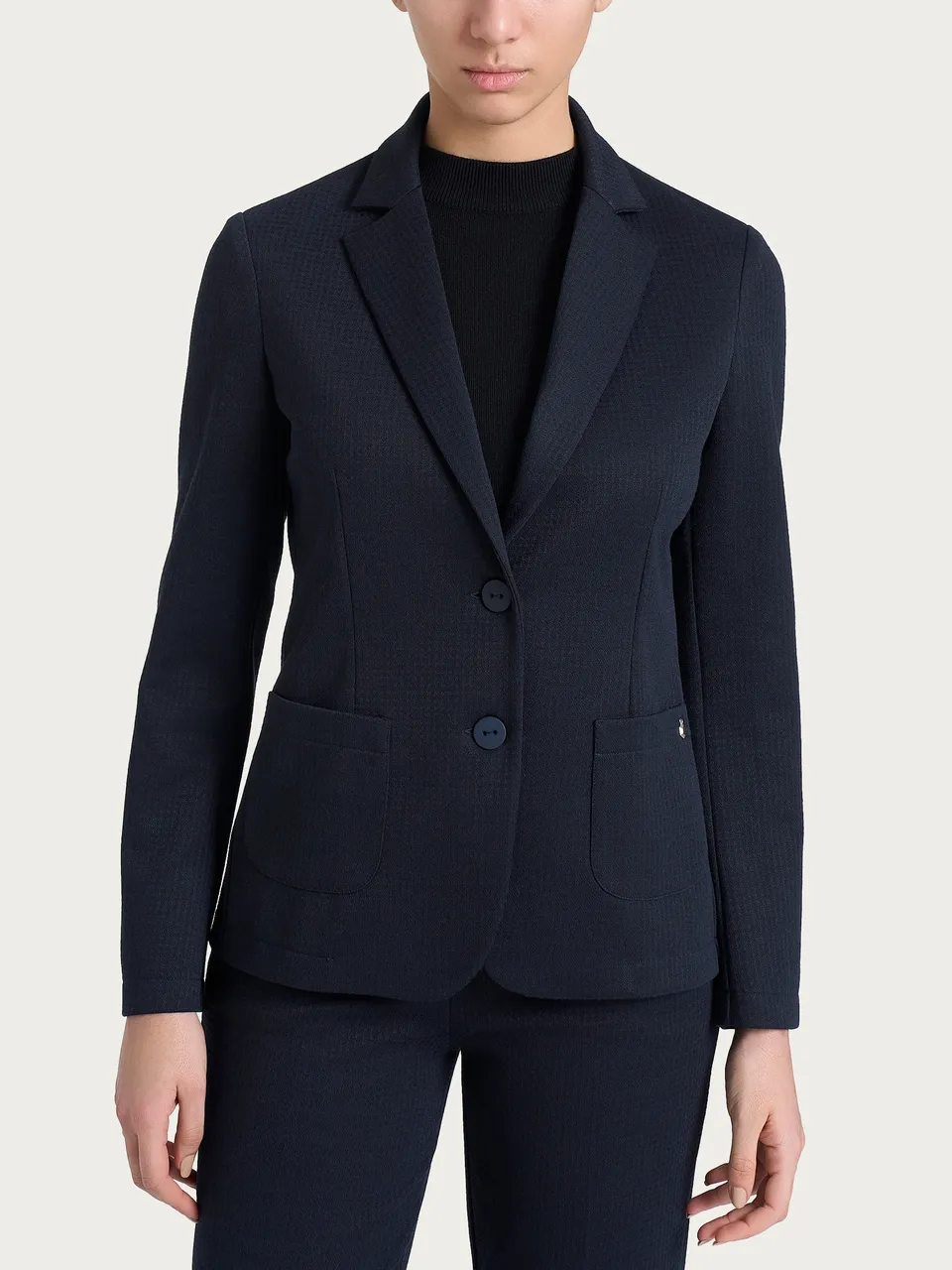 Ragno Compact Blazer 2 Bottoni Micro Check Fant.Bleu