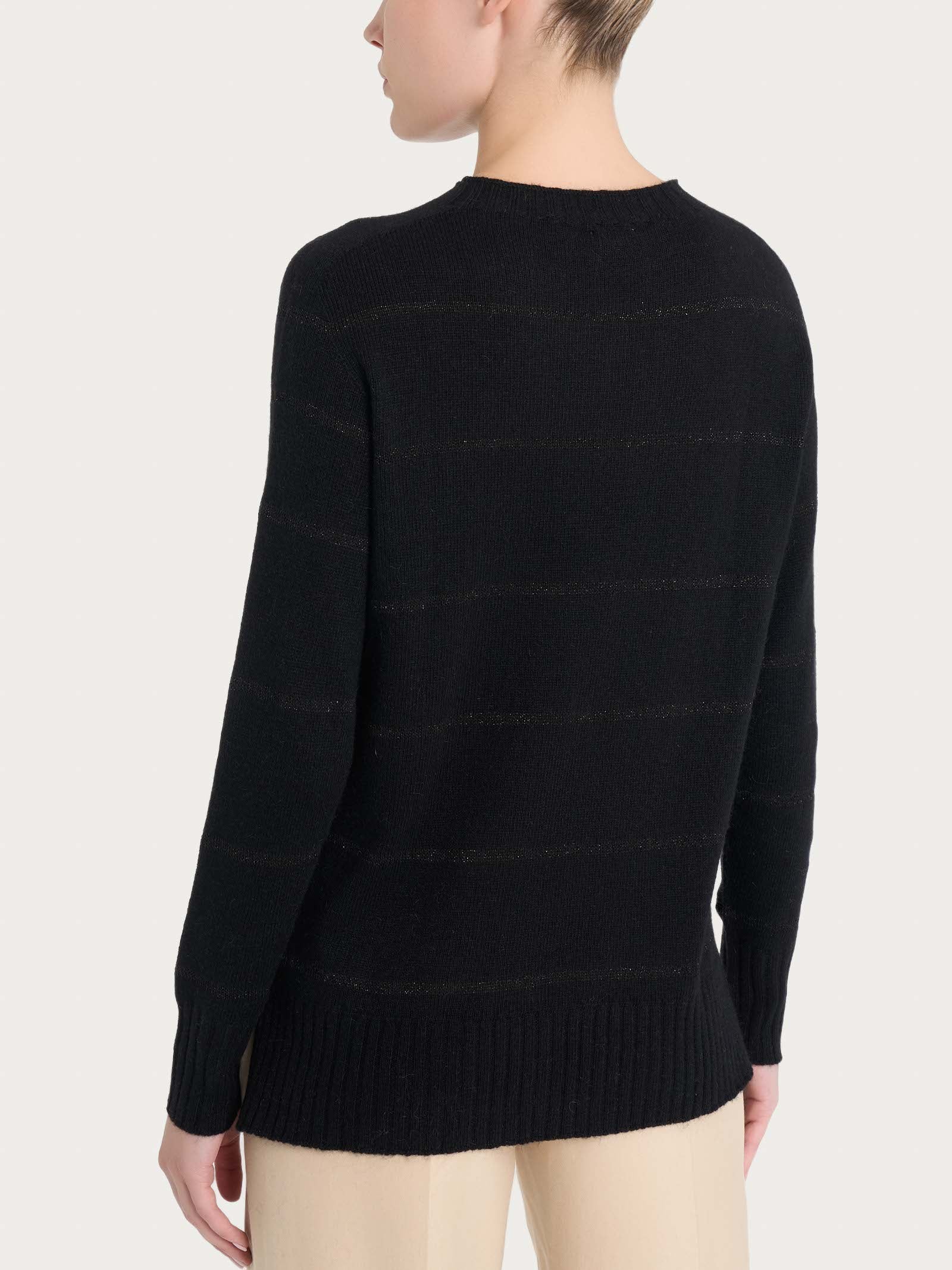 Ragno SL Maglia girocollo righe angora Nero lurex